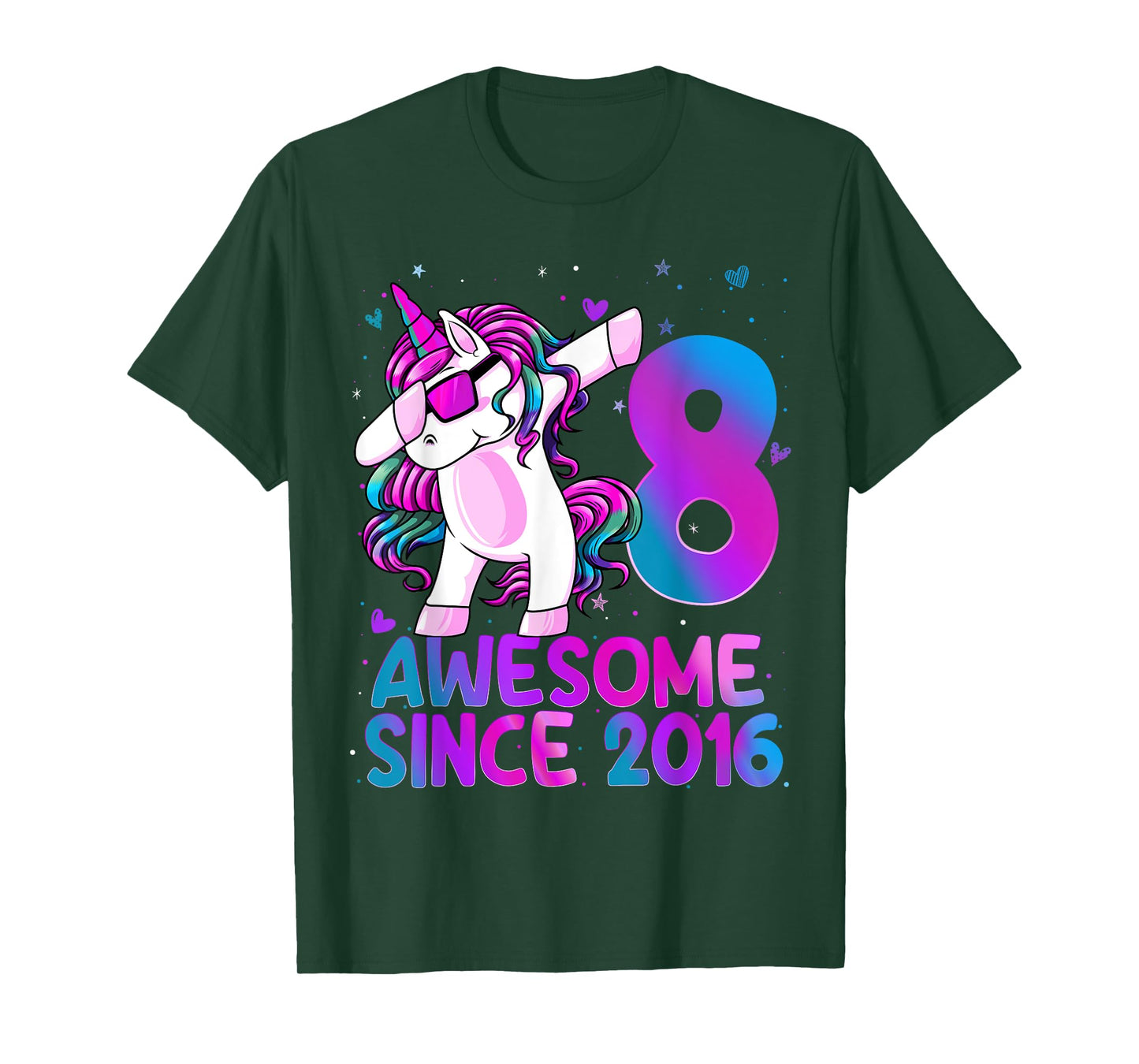 Dabbing Unicorn 8 Year Old 8th Birthday Girl Unicorn Party T-Shirt