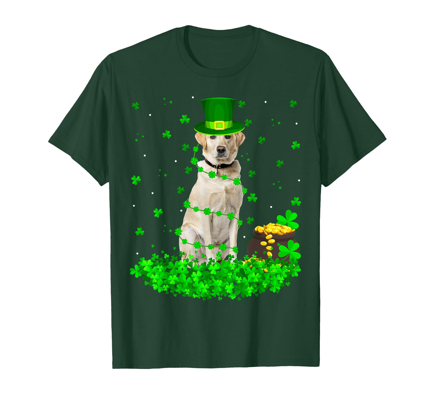 Funny Shamrock Leprechaun Hat Labrador Dog St. Patrick's Day T-Shirt for Men Women Kids