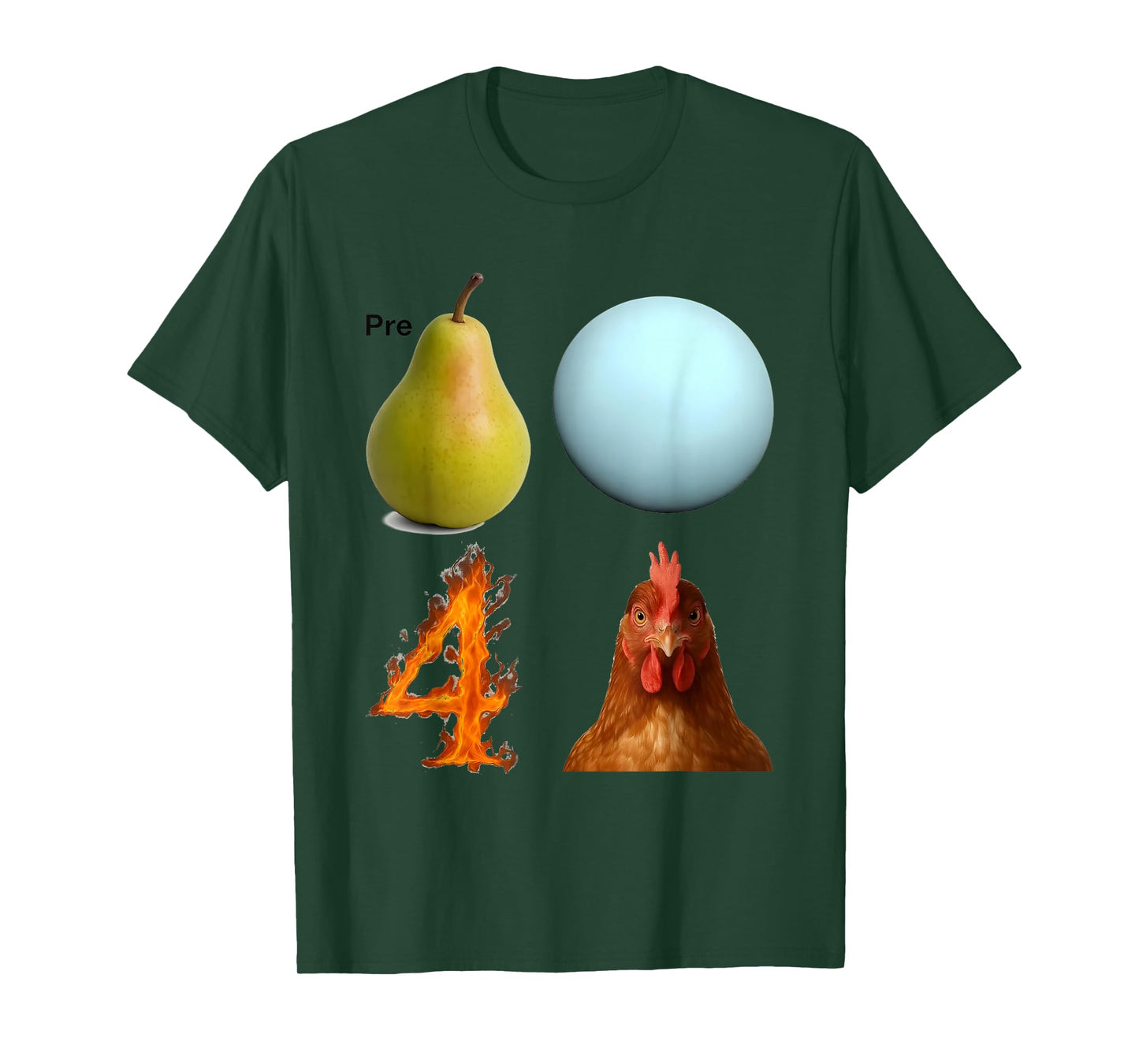 Pre Pear Ball Fire Chicken Funny Pun Meme T-Shirt