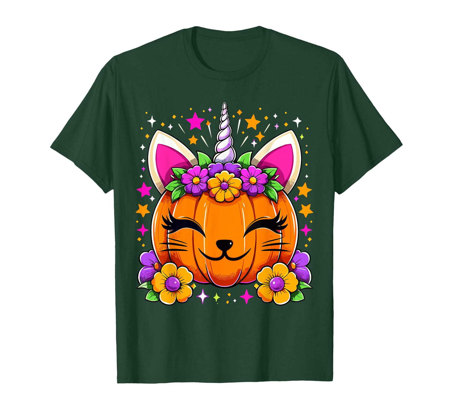 Halloween Unicorn Pumpkin Girls Costume T-Shirt