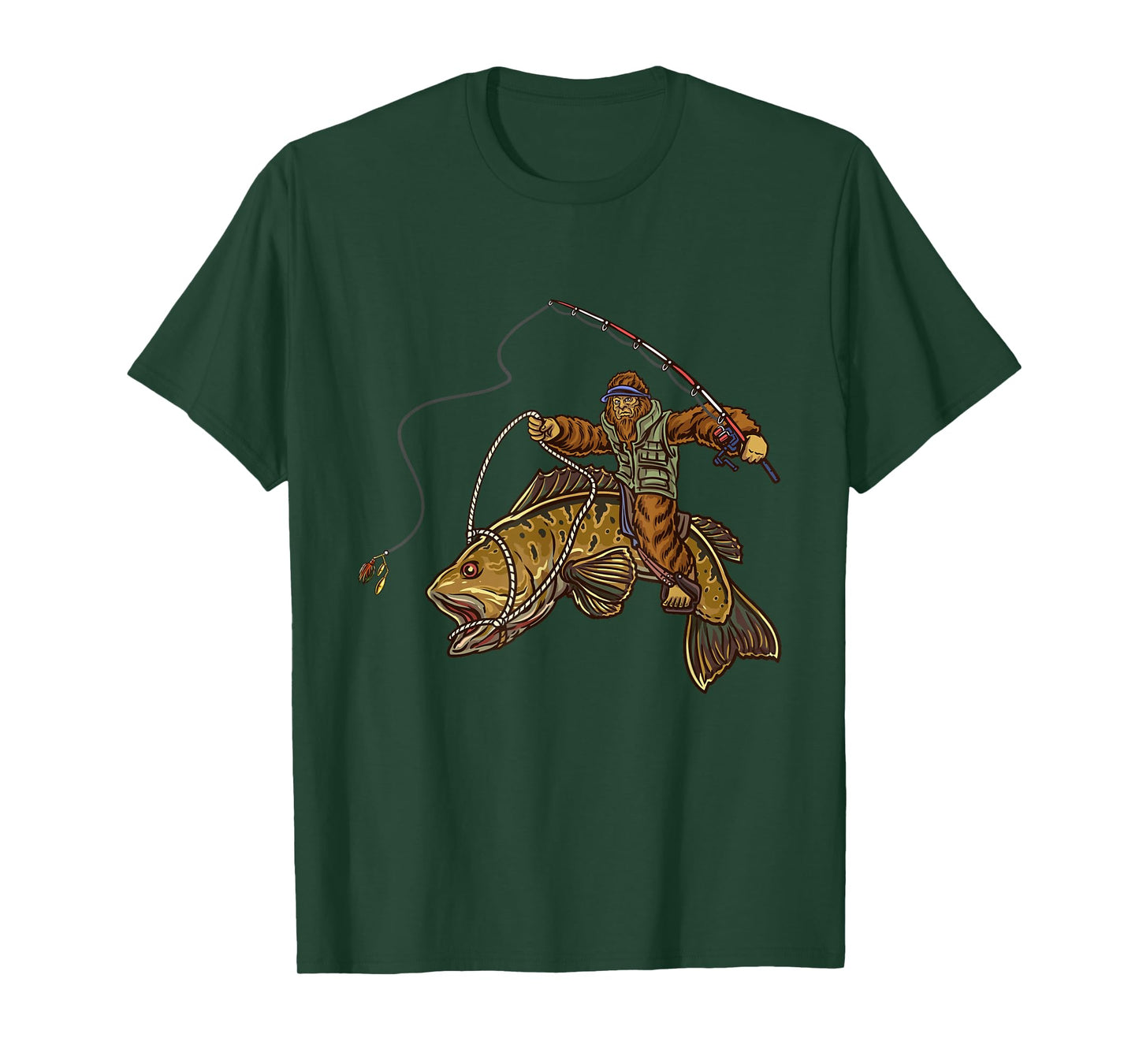 Smallmouth Bass Fishing Bigfoot Fisherman T-Shirt