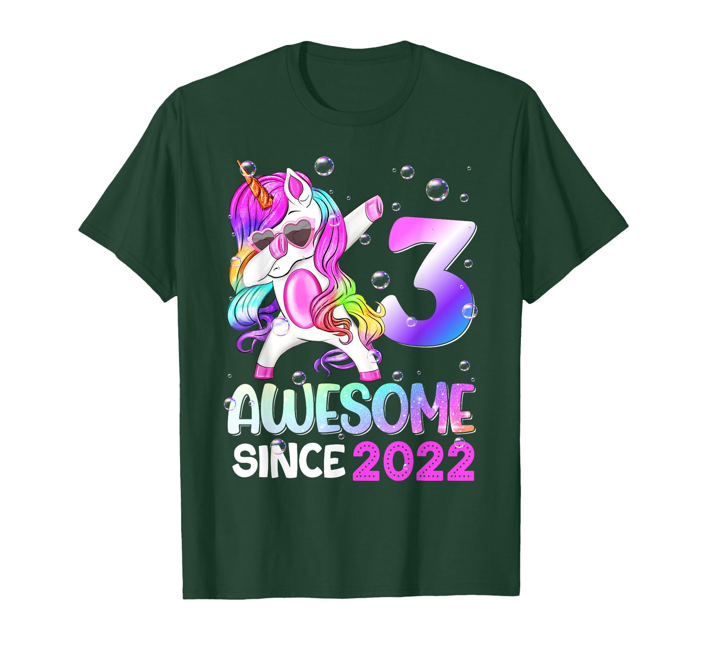 Awesome Since 2022 Dabbing Unicorn 3th Birthday T-Shirt