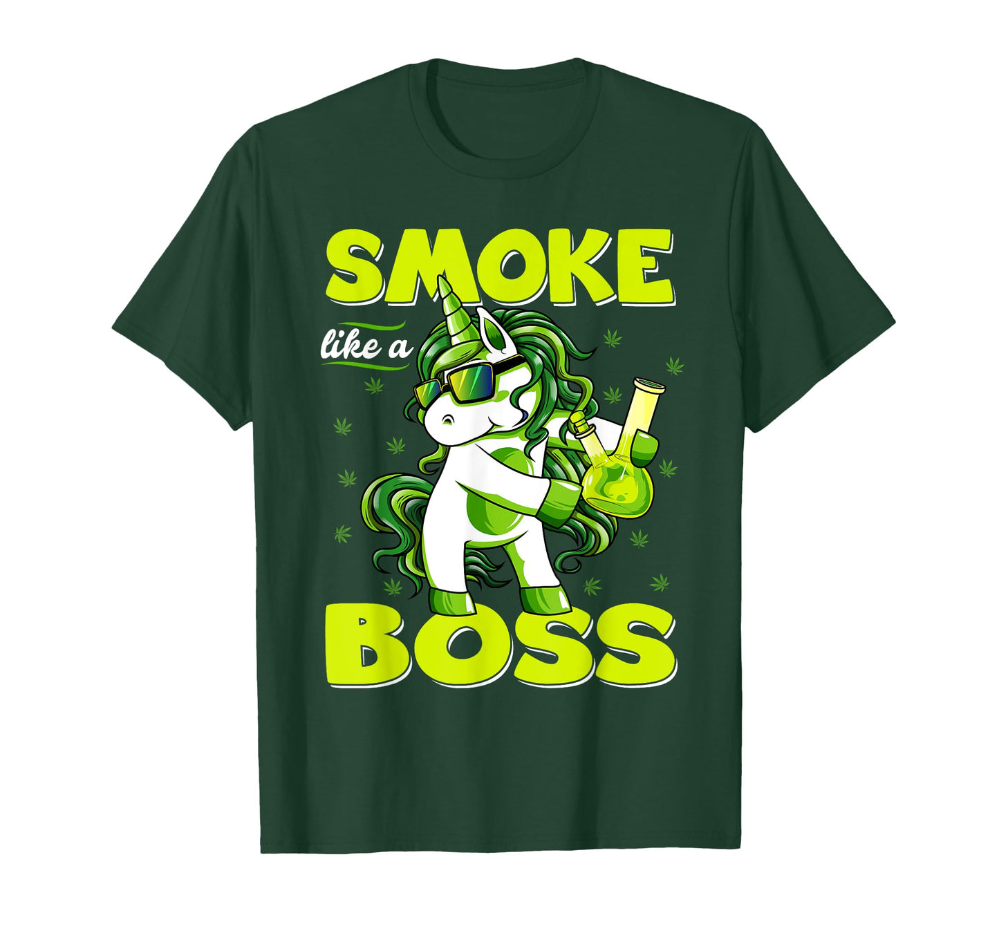420 Unicorn Smoke Like A Boss Shirt Weed Pot Leaf Marijuana T-Shirt