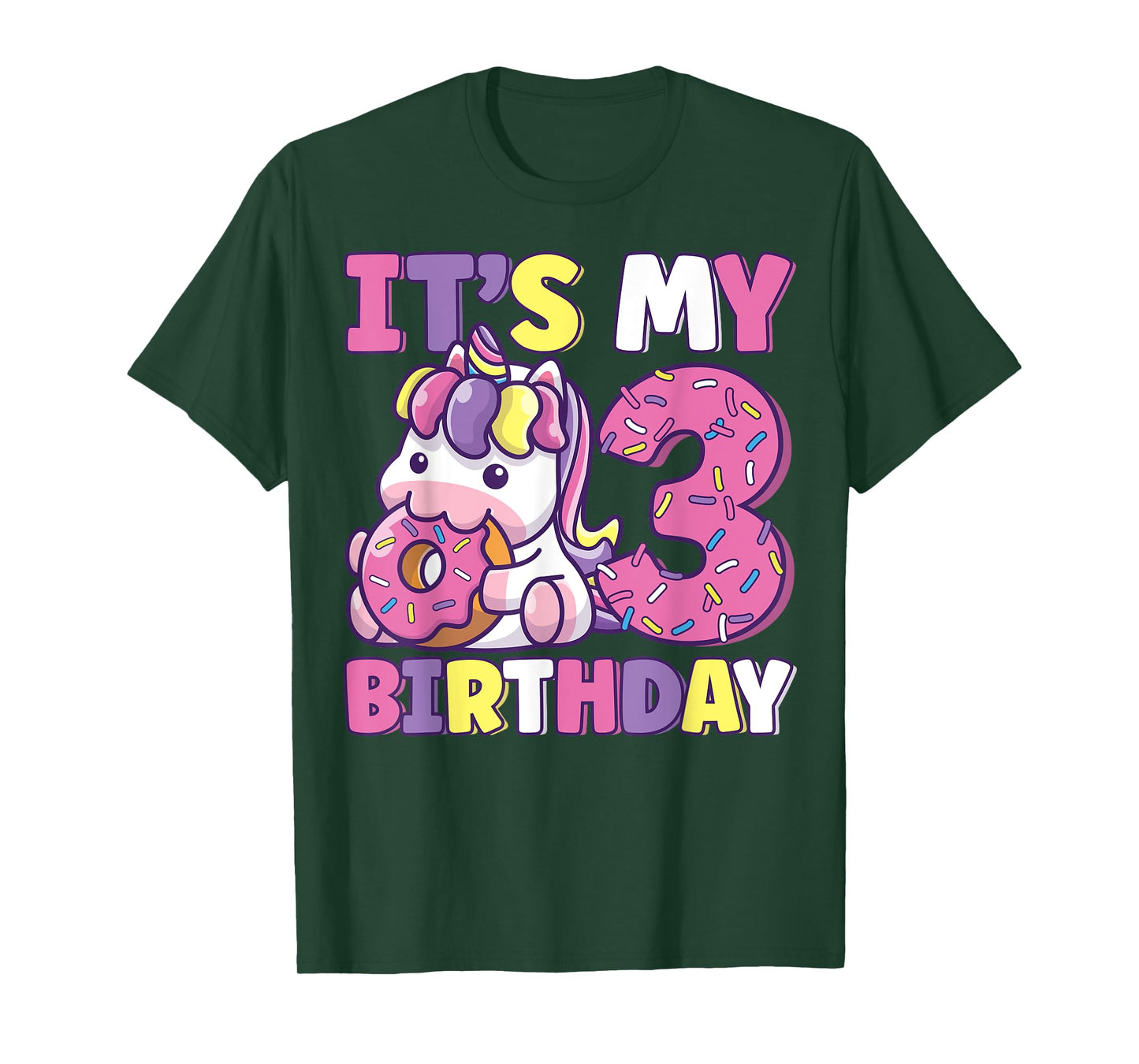 It's My 3rd Birthday Party Cute Girls Donut Birthday Unicorn T-Shirt