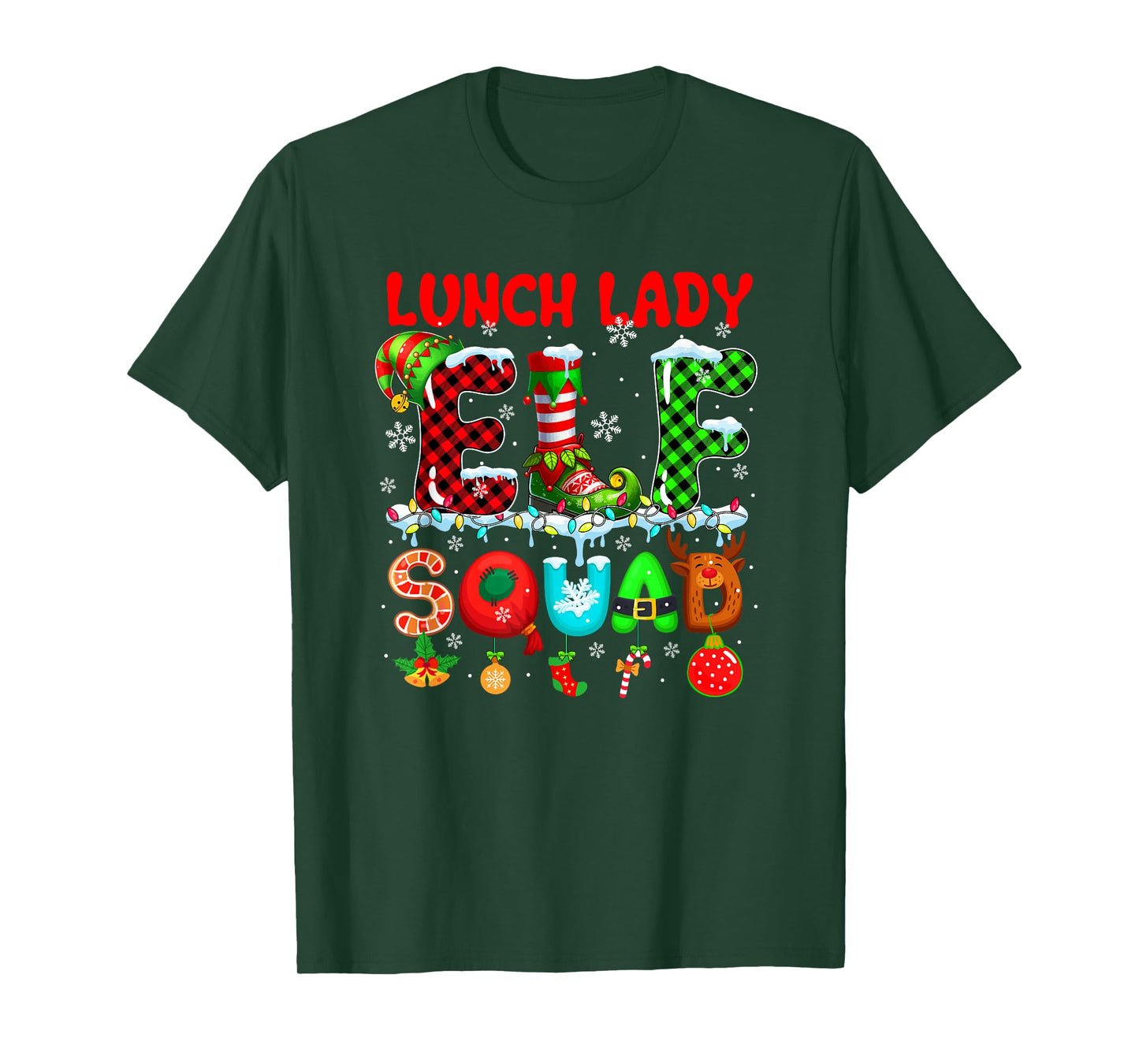 Lunch Lady Elf Squad Christmas Colorful Funny Job Team T-Shirt