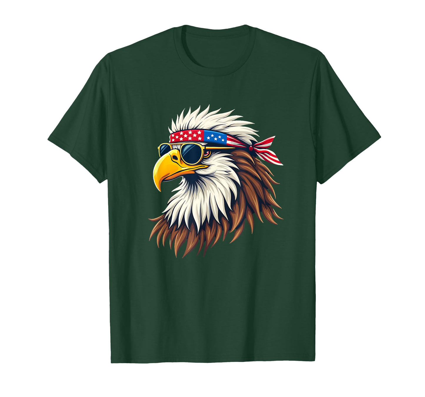 Patriotic Eagle Graphic - Retro American Flag Design T-Shirt