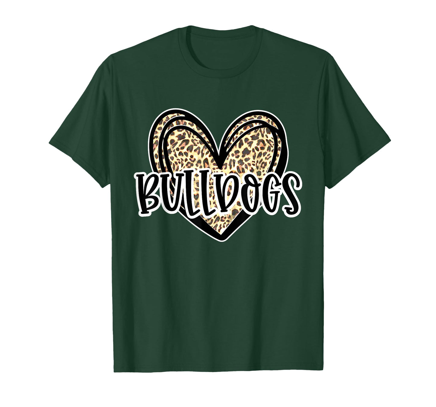 Bulldogs Mascot Leopard Cheetah Heart Fall Football Sport T-Shirt