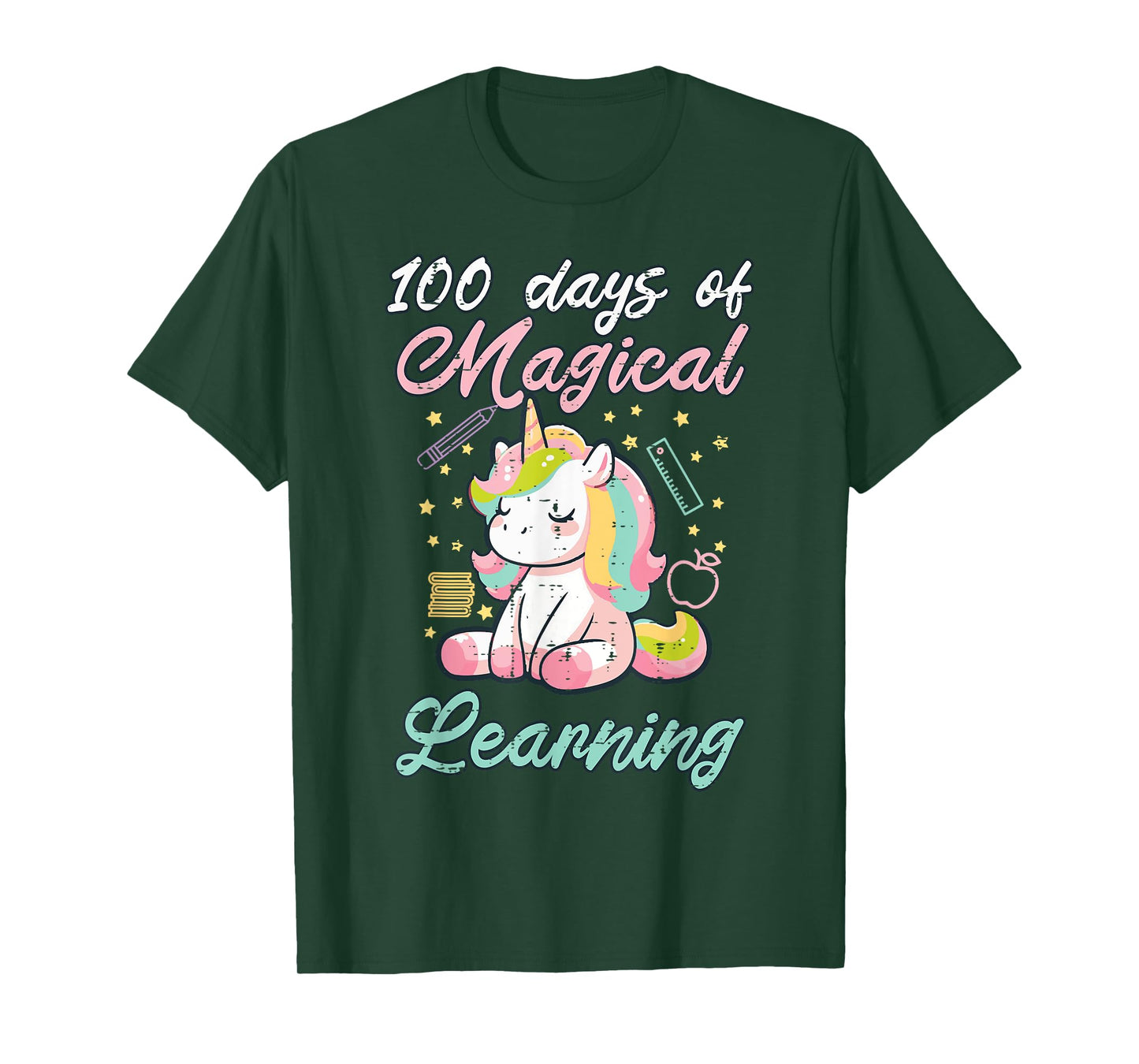 100 Days Magical Learning Unicorn 100th Day Girls Kids Women T-Shirt