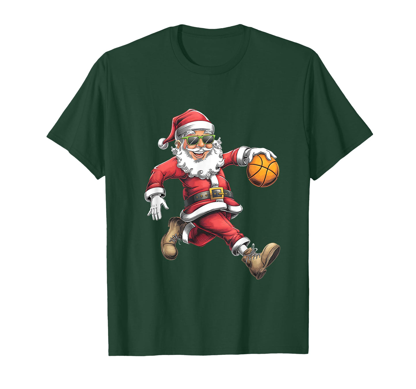 Christmas Santa Claus Dunking A Basketball Boys Kids Xmas T-Shirt