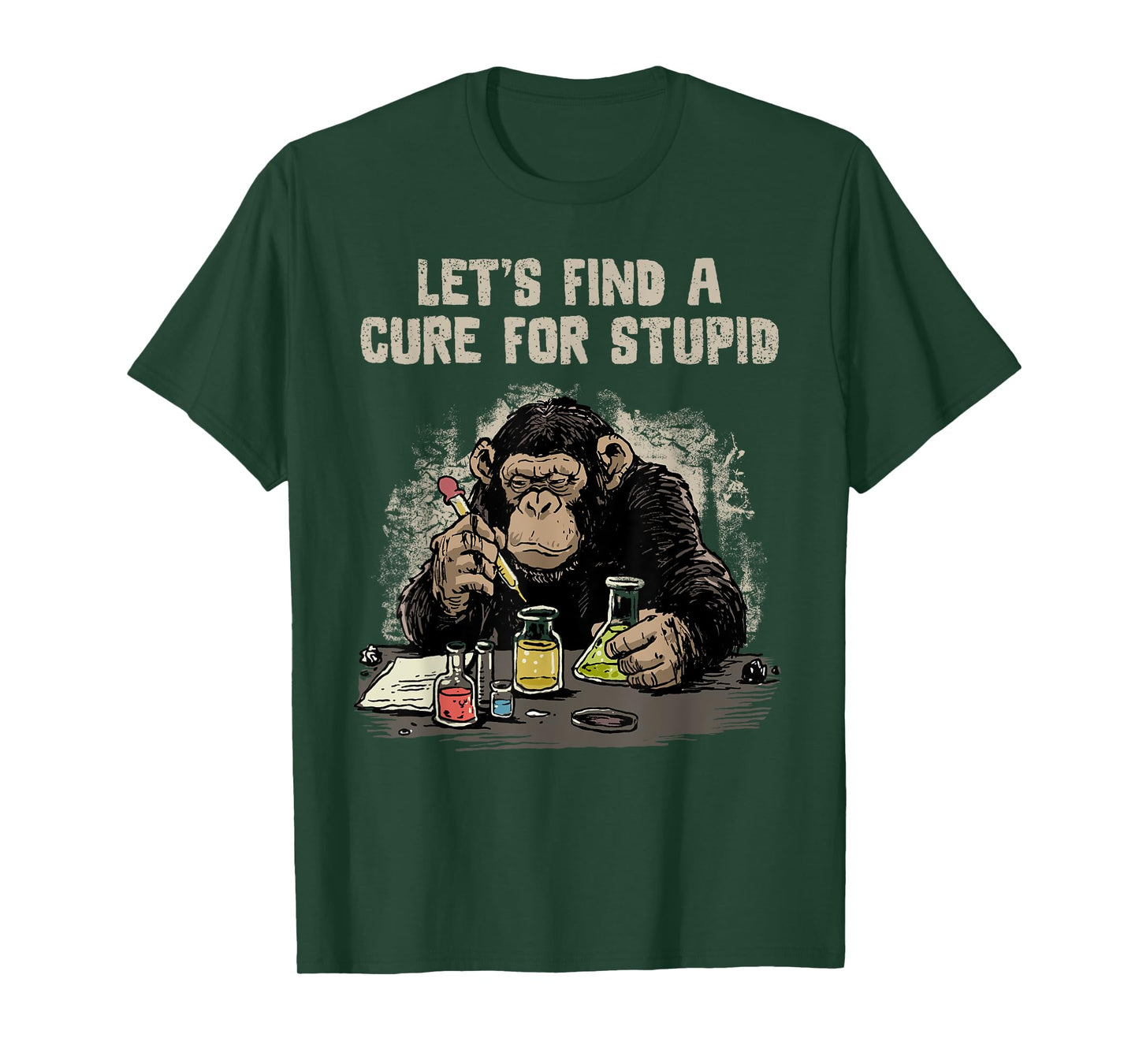 Funny Monkey Shirt Let's Cute Stupid People Lab Science T-Shirt