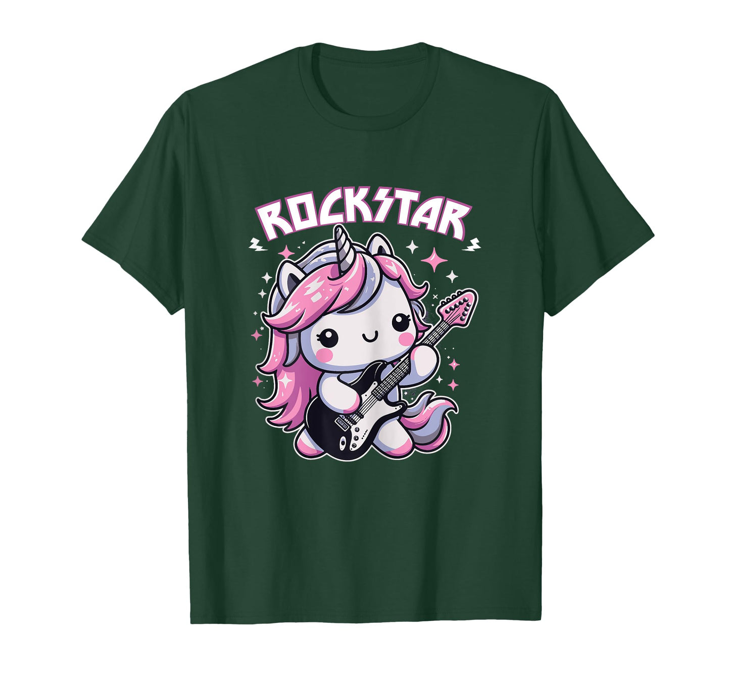Rockstar Unicorn Playing Guitar Guitarist Kids Girls T-Shirt