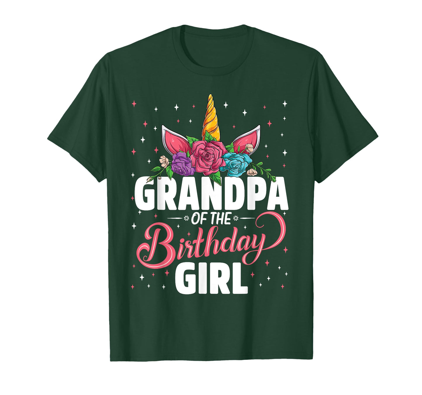 Grandpa Of The Birthday Girl Unicorn Girls Family Matching T-Shirt