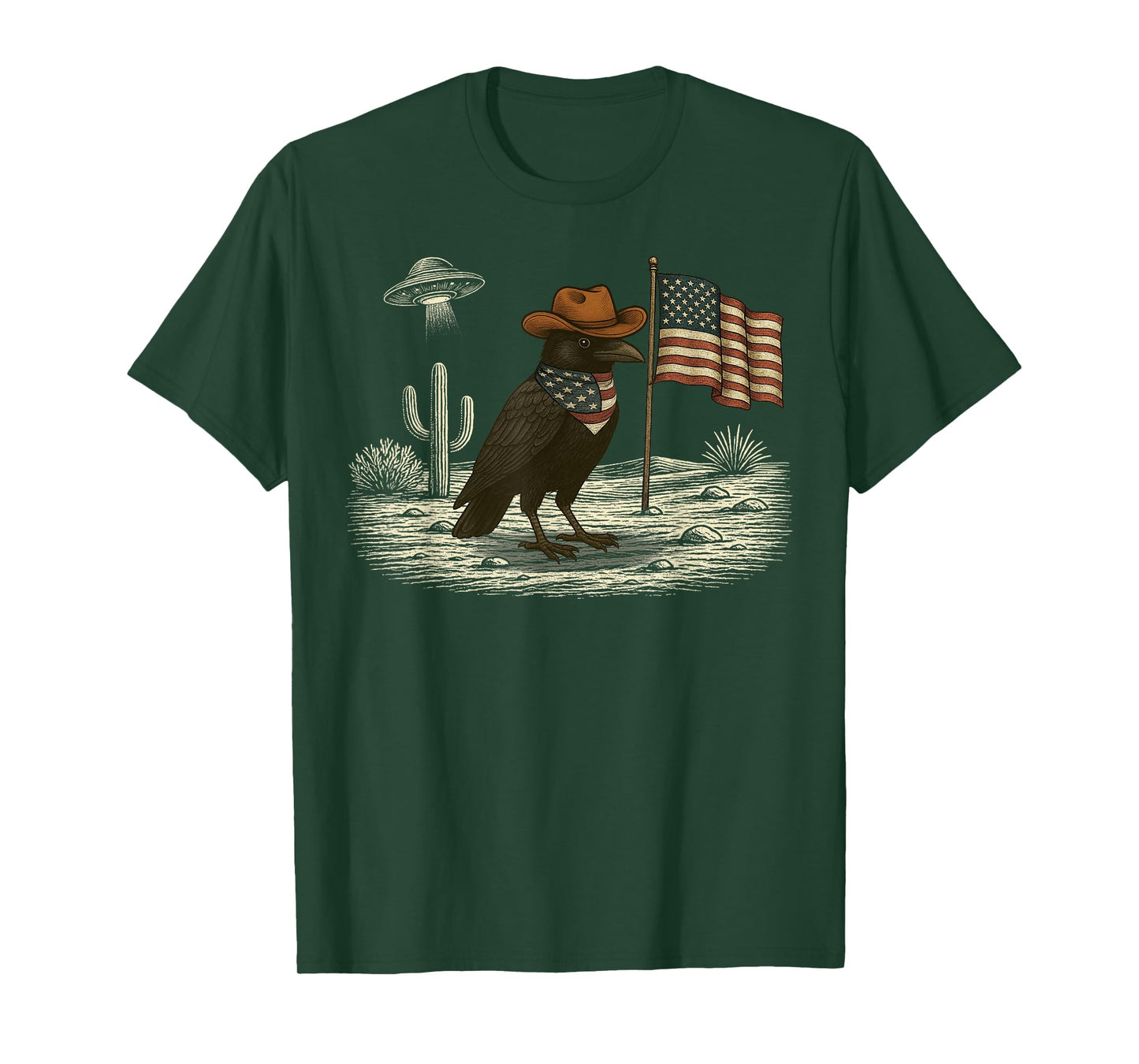 Crow 4th of July US American Flag Patriotic T-Shirt
