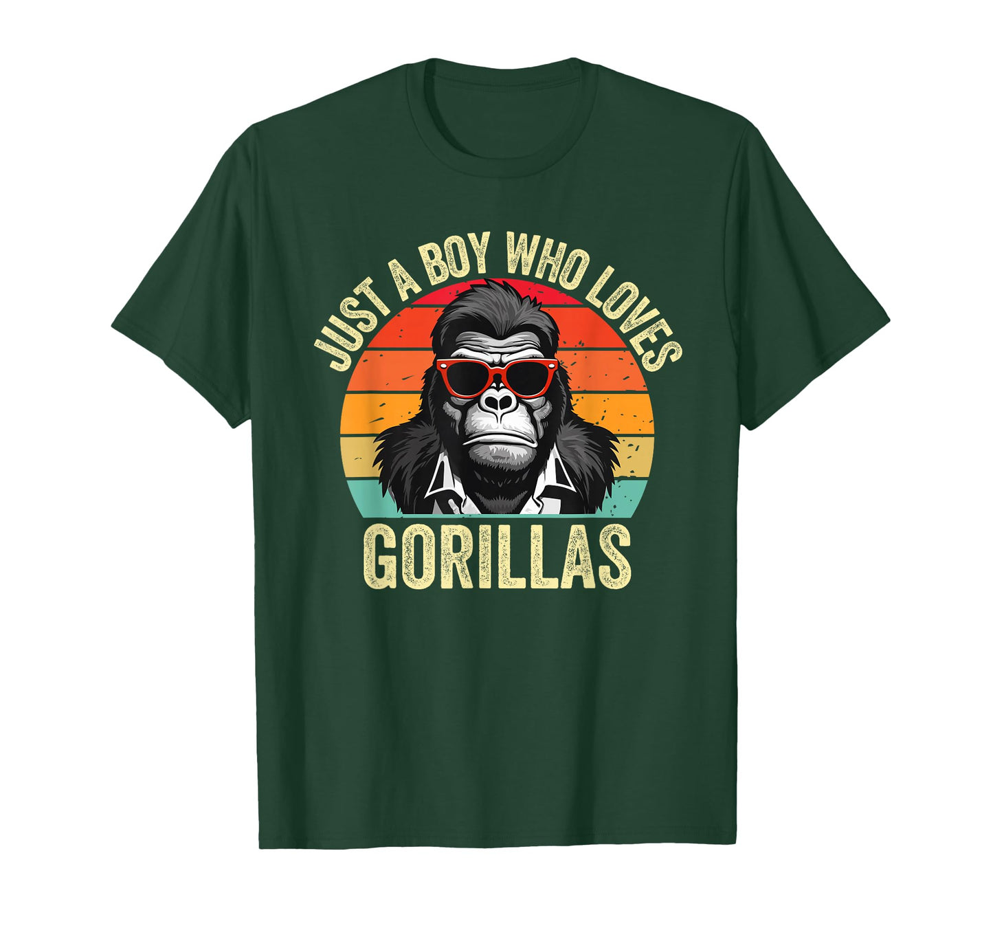 Just A Boy Who Loves Gorillas Kids Retro Gorilla Sunglasses T-Shirt