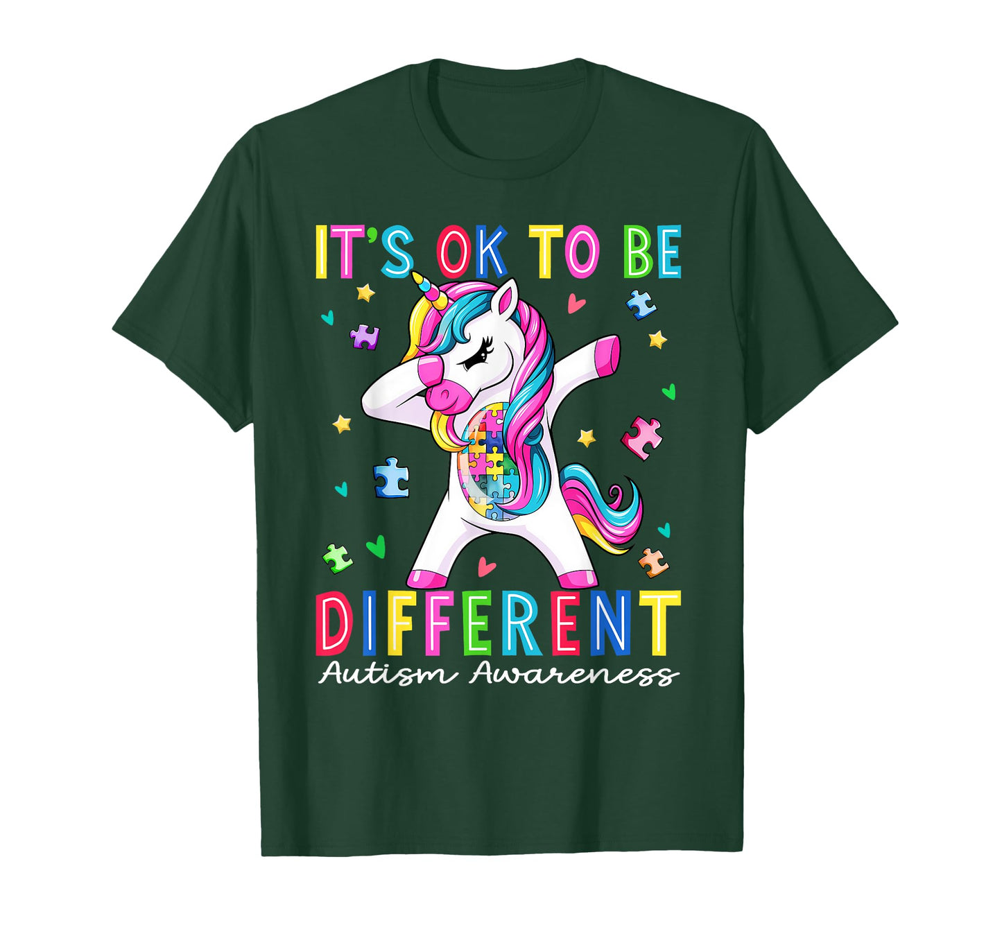 Cute Unicorn It is Ok To Be Different Autism Awareness Girls T-Shirt