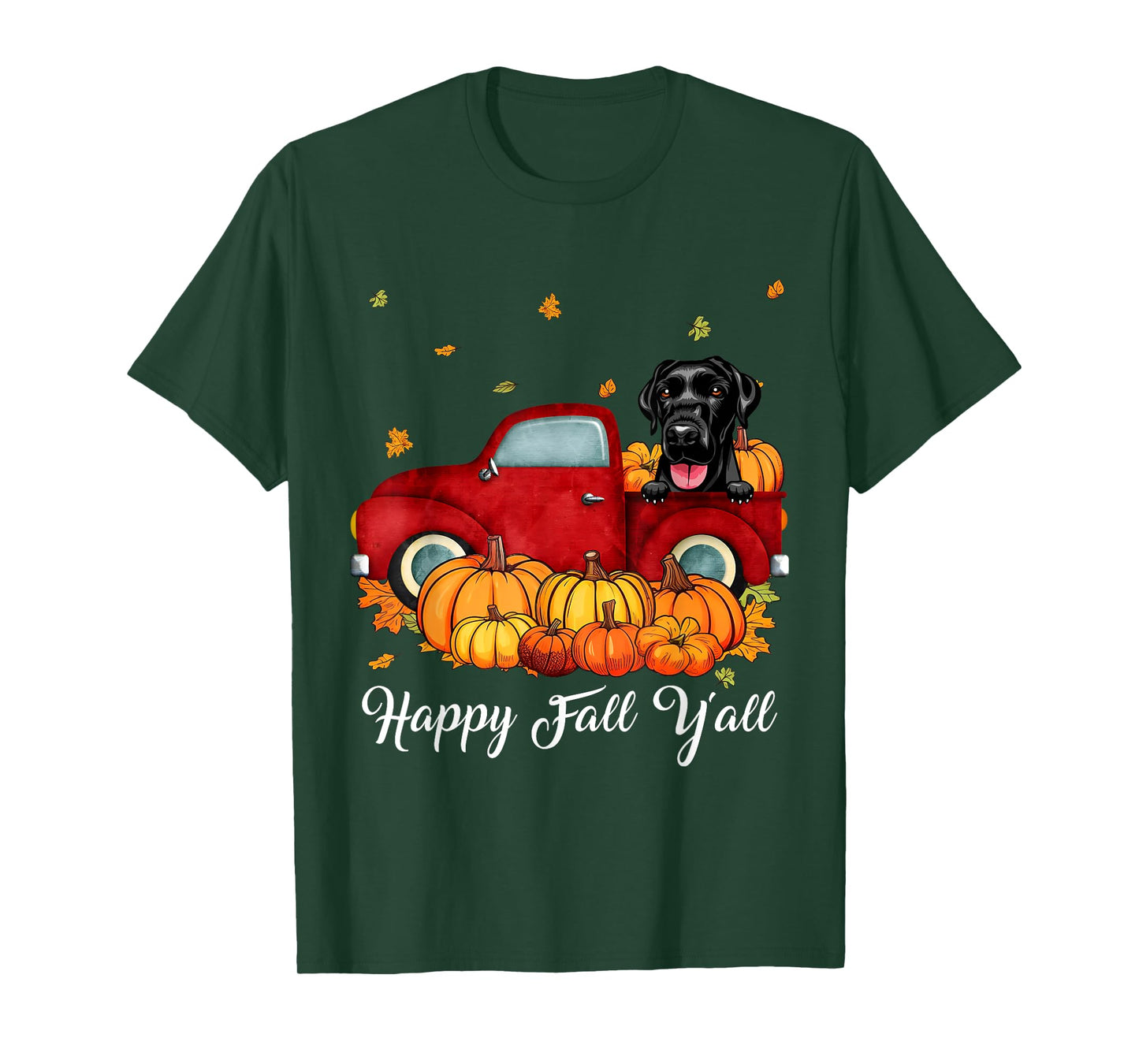 Happy Fall Y'all Labrador Retriever Dog Truck Pumpkin Autumn T-Shirt