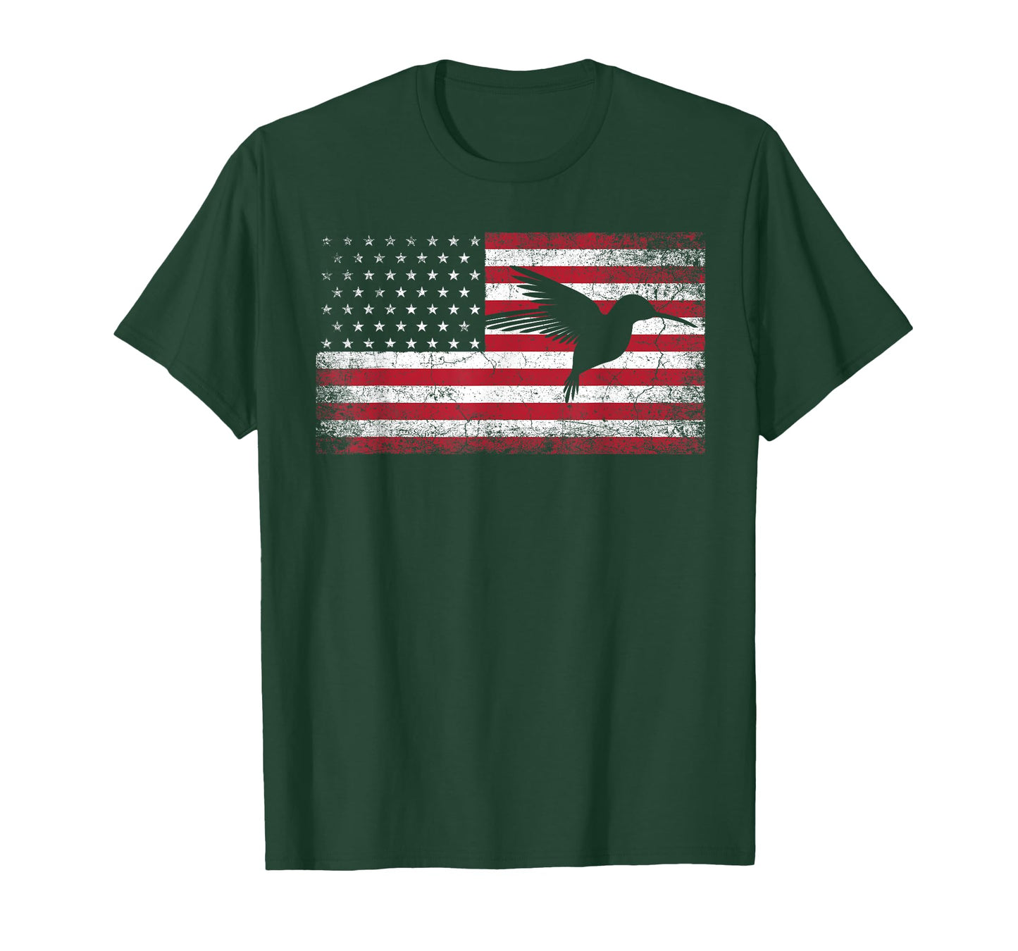 American Flag Hummingbird Bird Lover 4th of July Birding USA T-Shirt