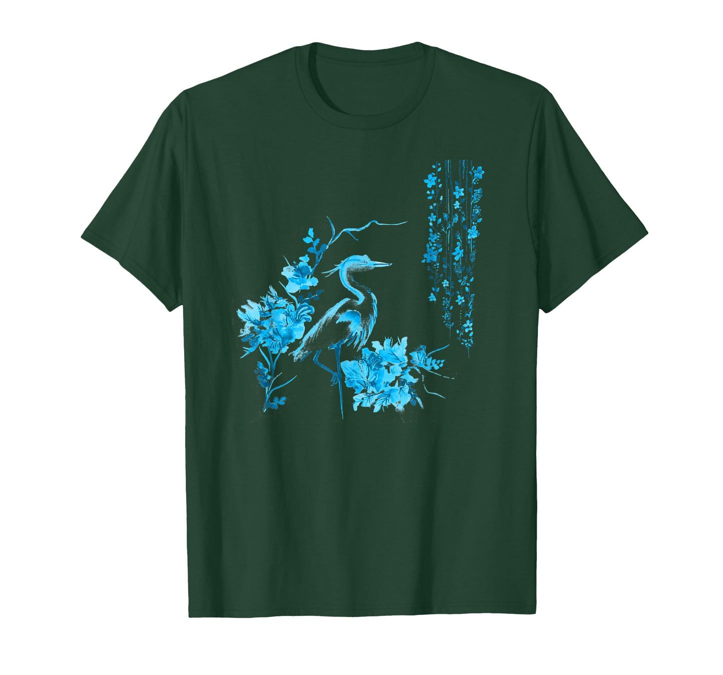 Japanese Art Crane Bird Fresh Garden Stylish Design T-Shirt