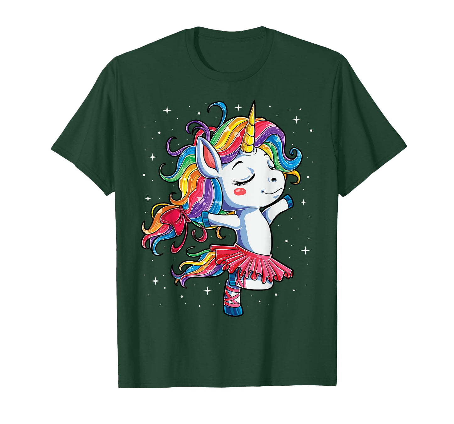 Ballet Dancer Unicorn Girls Women Rainbow Ballerina Color T-Shirt