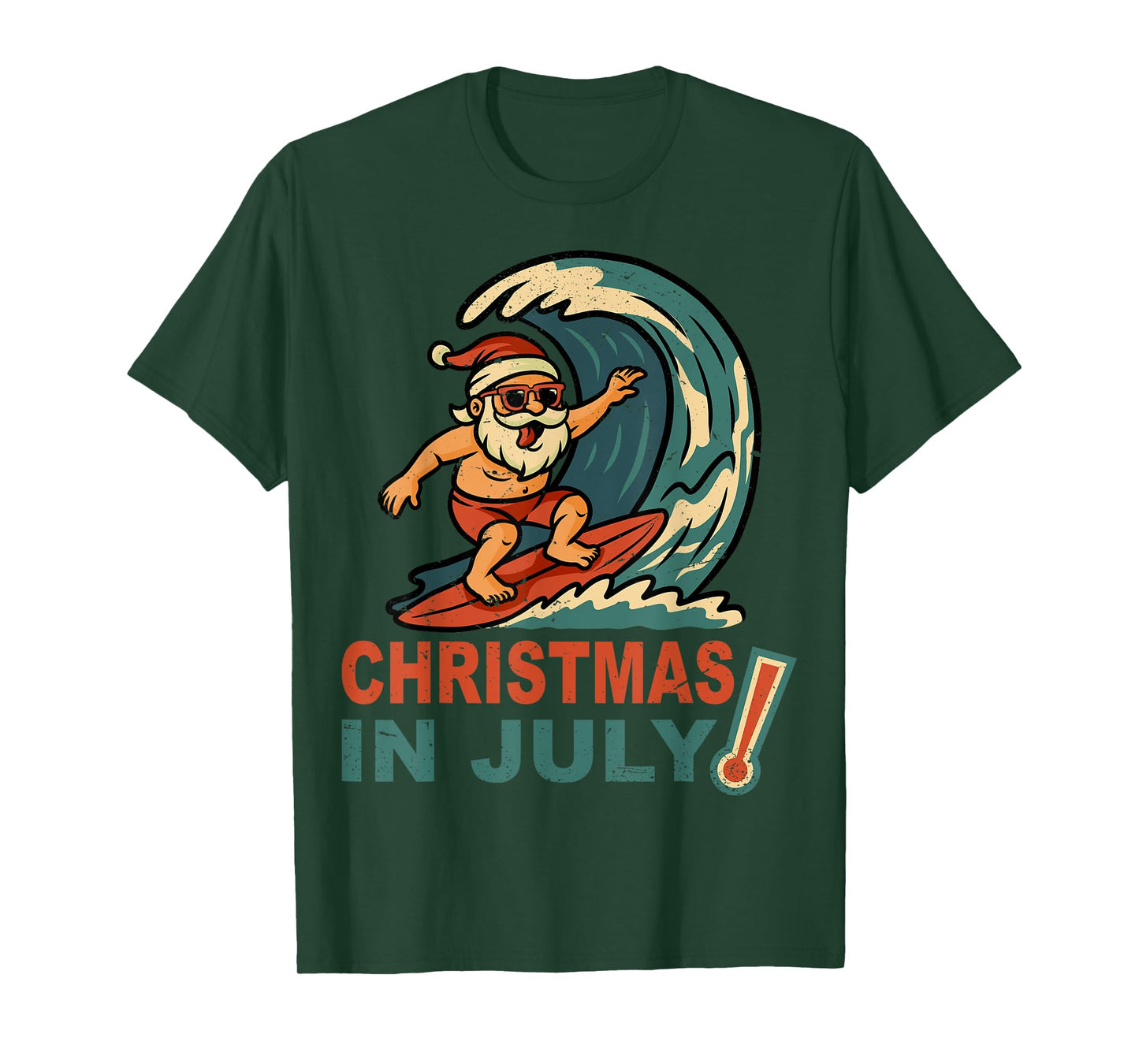 Christmas In July Santa Surfing Summer Hawaiian Christmas T-Shirt