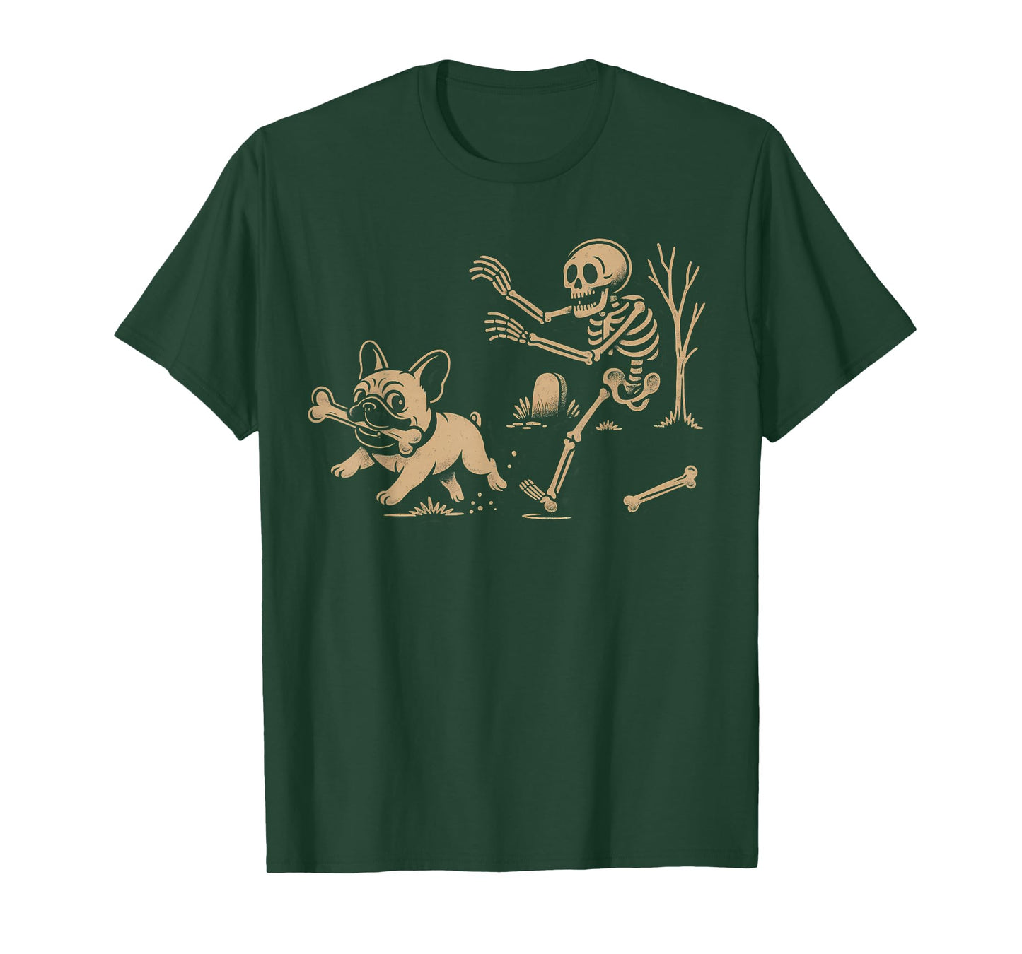 French Bulldog Halloween Frenchie Skeleton Chase Spooky T-Shirt