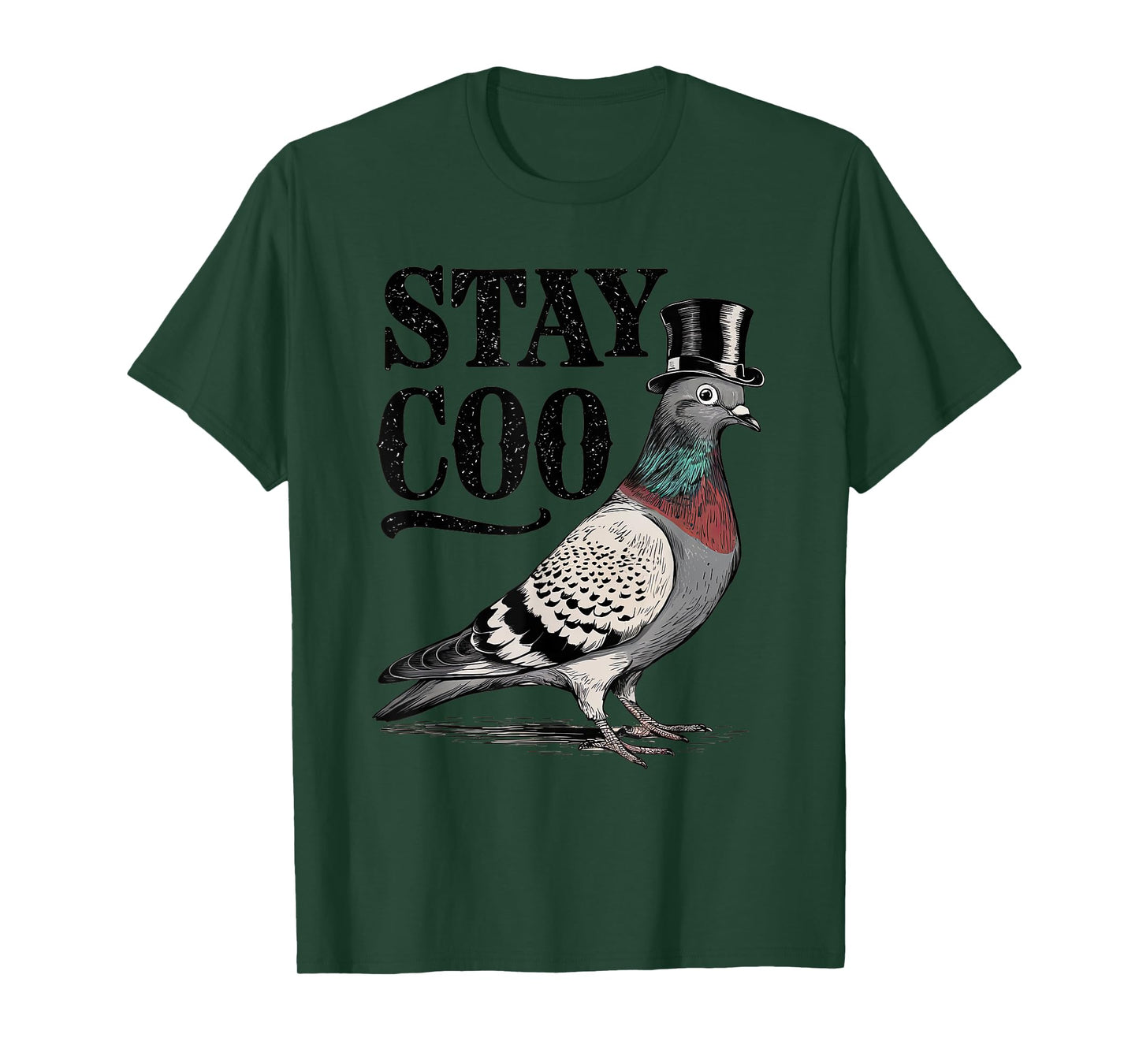 Stay Coo Funny Pigeon Top Hat Retro Design T-Shirt