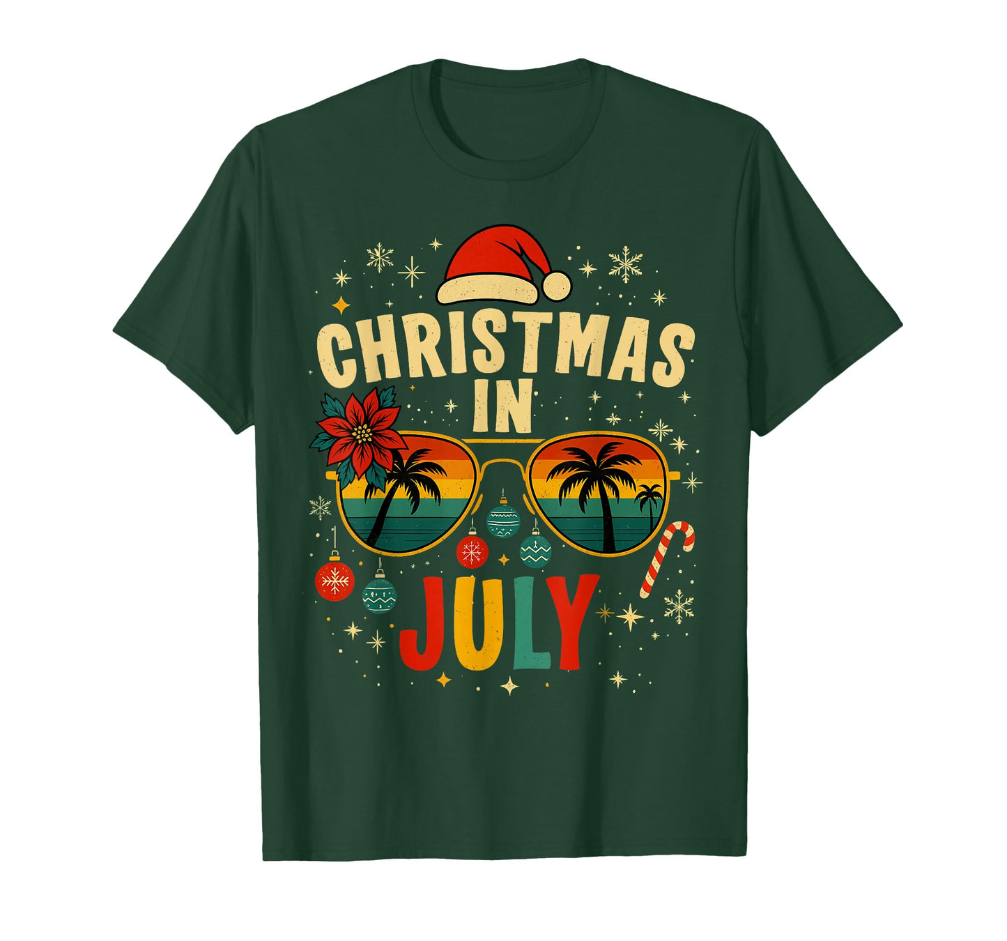 Christmas In July Sunglasses Beach Santa Hat Men Women Kid T-Shirt