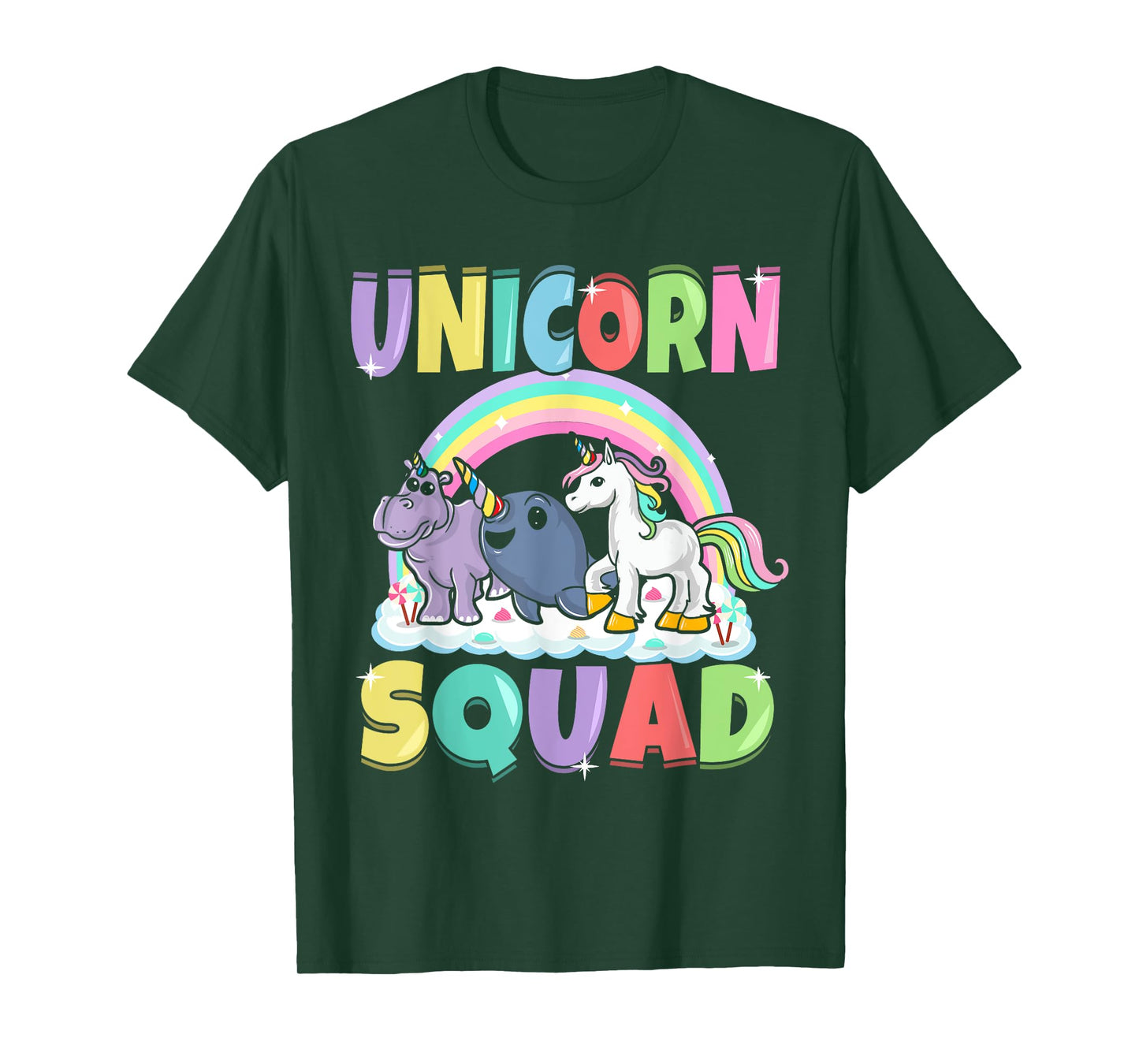 Unicorn Squad Rhino Narwhal Magical Creatures Cute Girly T-Shirt