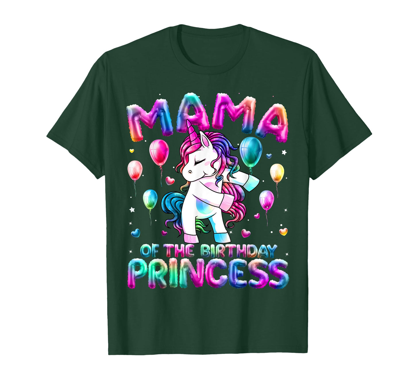 Mama of the Birthday Princess Girl Flossing Unicorn Mom T-Shirt