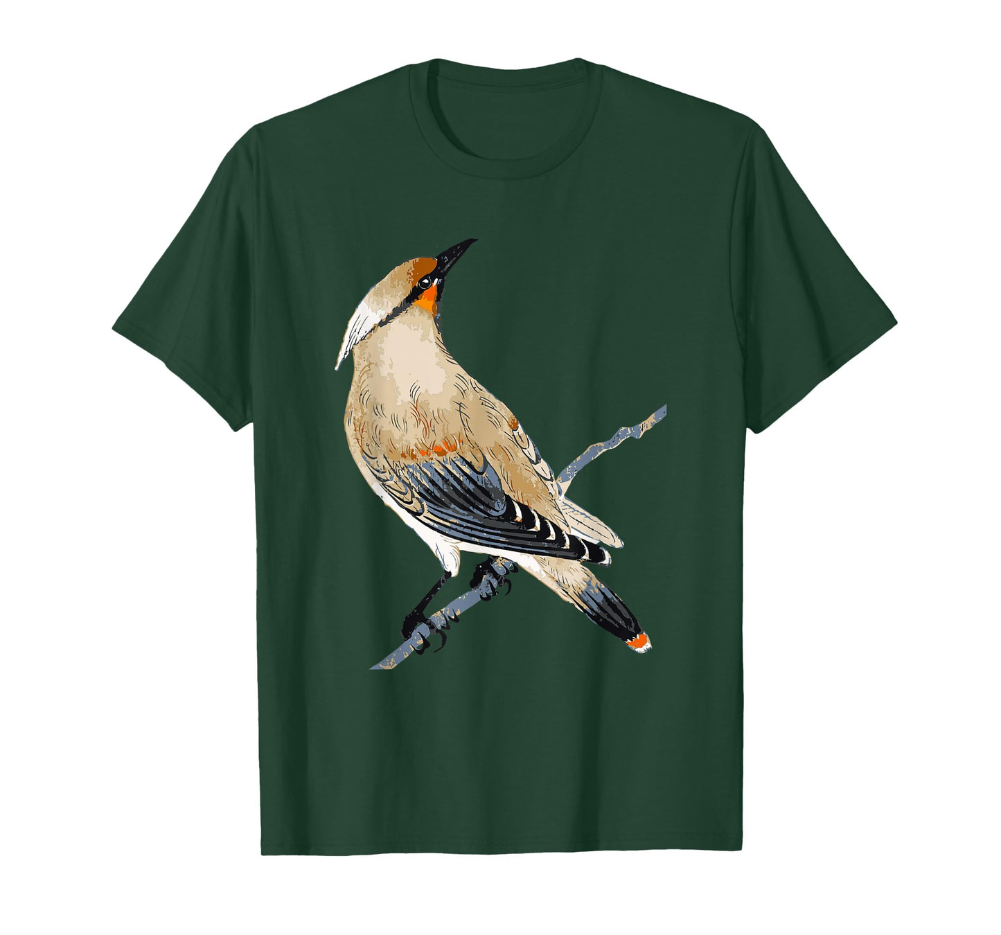 Bird Birder & Birding Apparel Company Cedar Waxwing Bird Ornithology Beautiful Songbird Unisex-Adults T-Shirt Blue Small