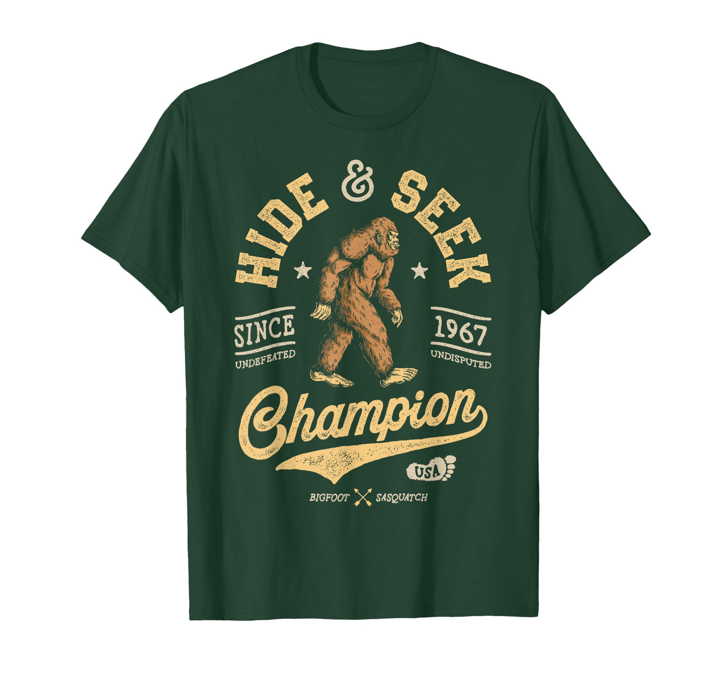 Bigfoot Hide And Seek Champion Funny Sasquatch Retro Vintage T-Shirt