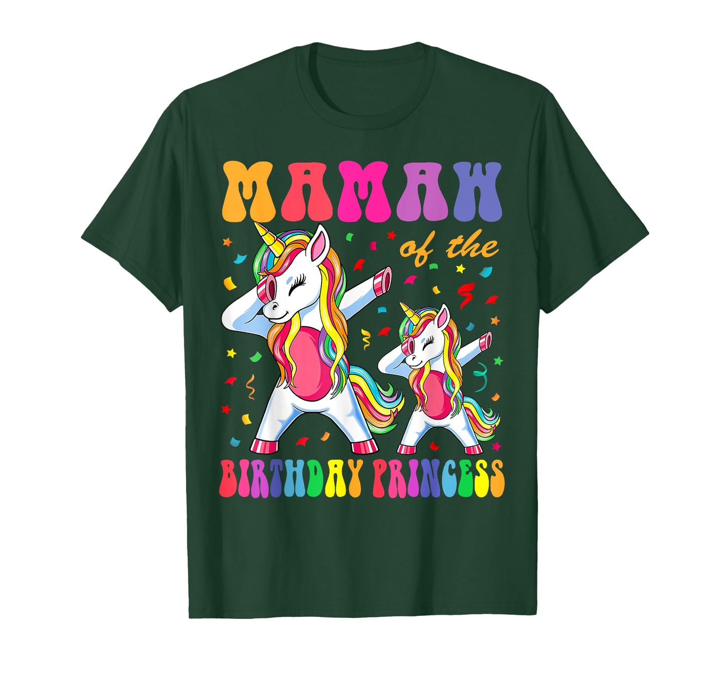 Mamaw of the Birthday Princess Girl Dabbing Unicorn Family T-Shirt