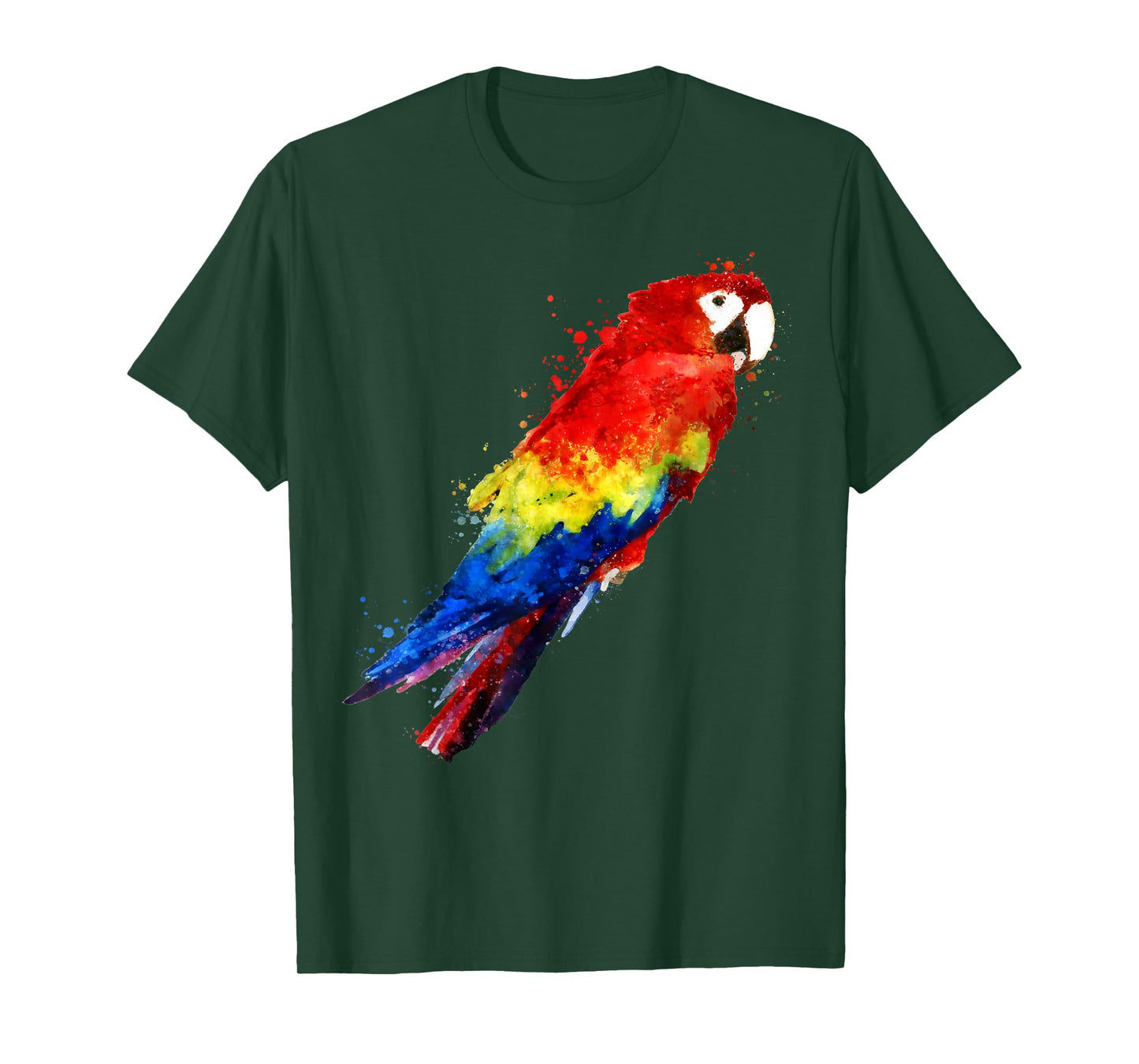 Colourful Scarlet Red Macaw Parrot Bird Painting of Watercolour T-Shirt