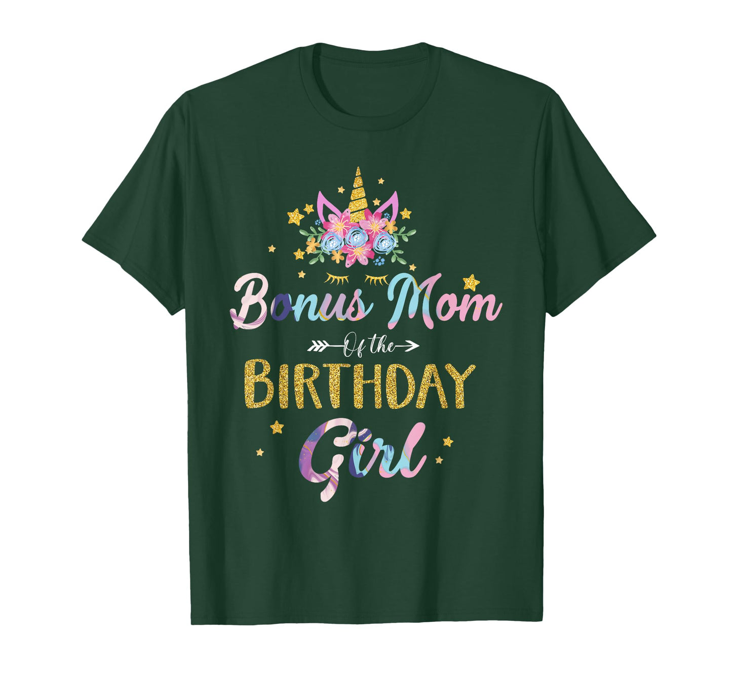 Bonus Mom Of The Birthday Girl Mother Gifts Unicorn Birthday T-Shirt
