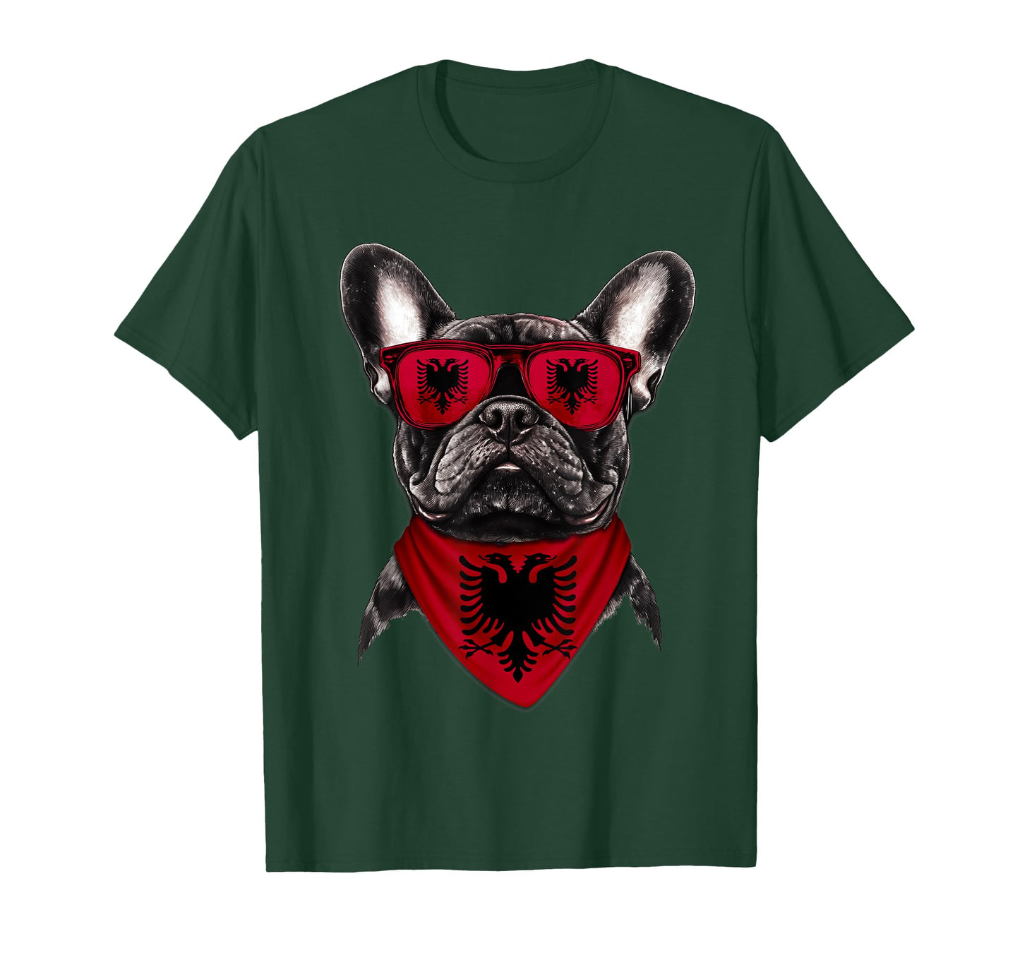 Albanian Flag American French Bulldog Heritage Albania T-Shirt for Men Women Kids