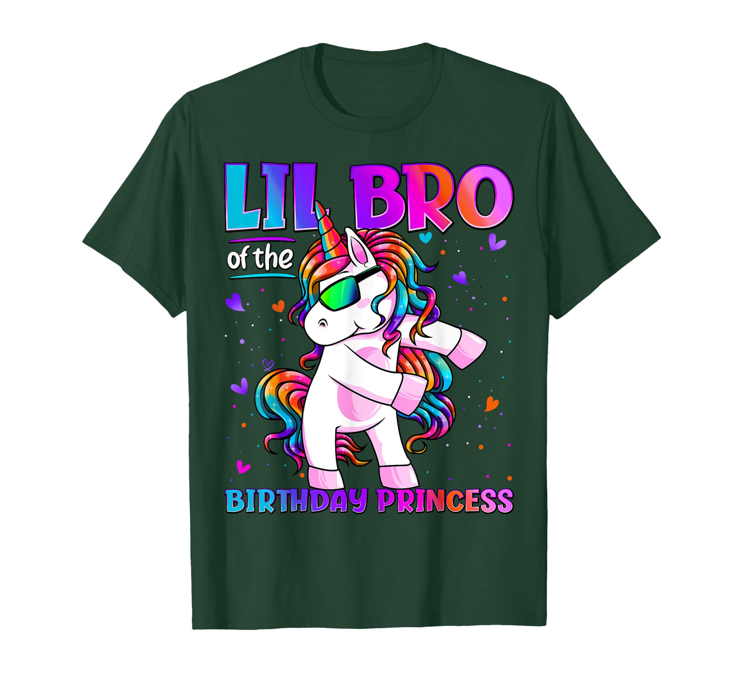 Lil Bro Of Birthday Princess Flossing Unicorn Lil Brother T-Shirt