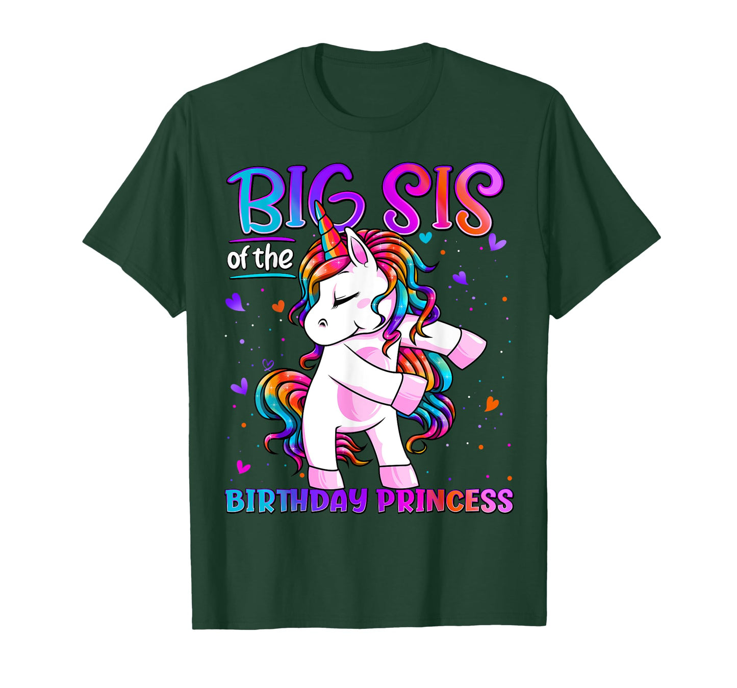Big Sis of the Birthday Princess Flossing Unicorn Big Sister T-Shirt