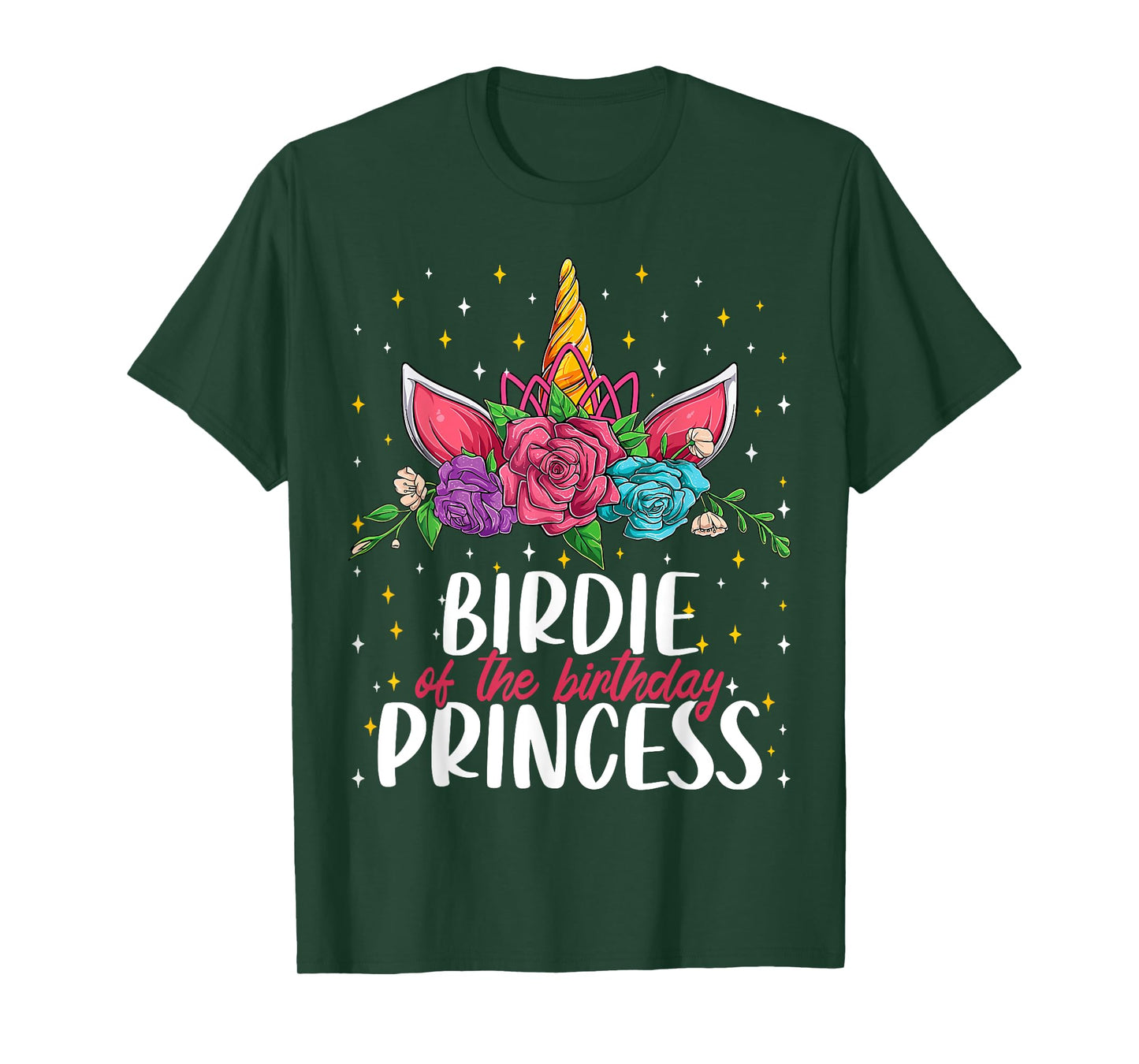 Birdie Of The Birthday Princess Girl Unicorn Bday Party T-Shirt