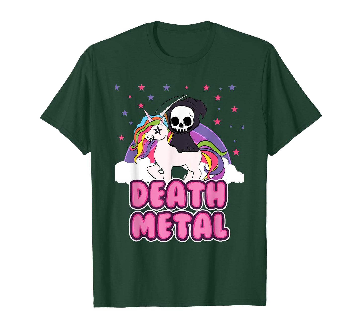 Death Metal - Unicorn Grim Reaper Rainbow Heavy Metal T-Shirt