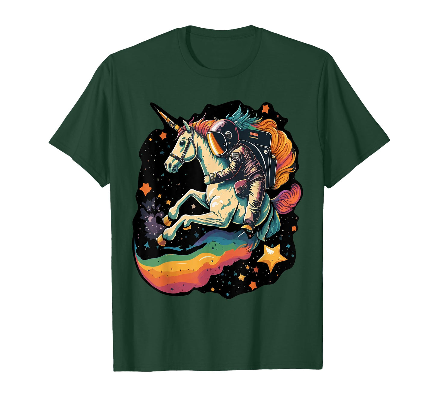 Cool Astronaut Spaceman Riding A Rainbow Unicorn In Space T-Shirt