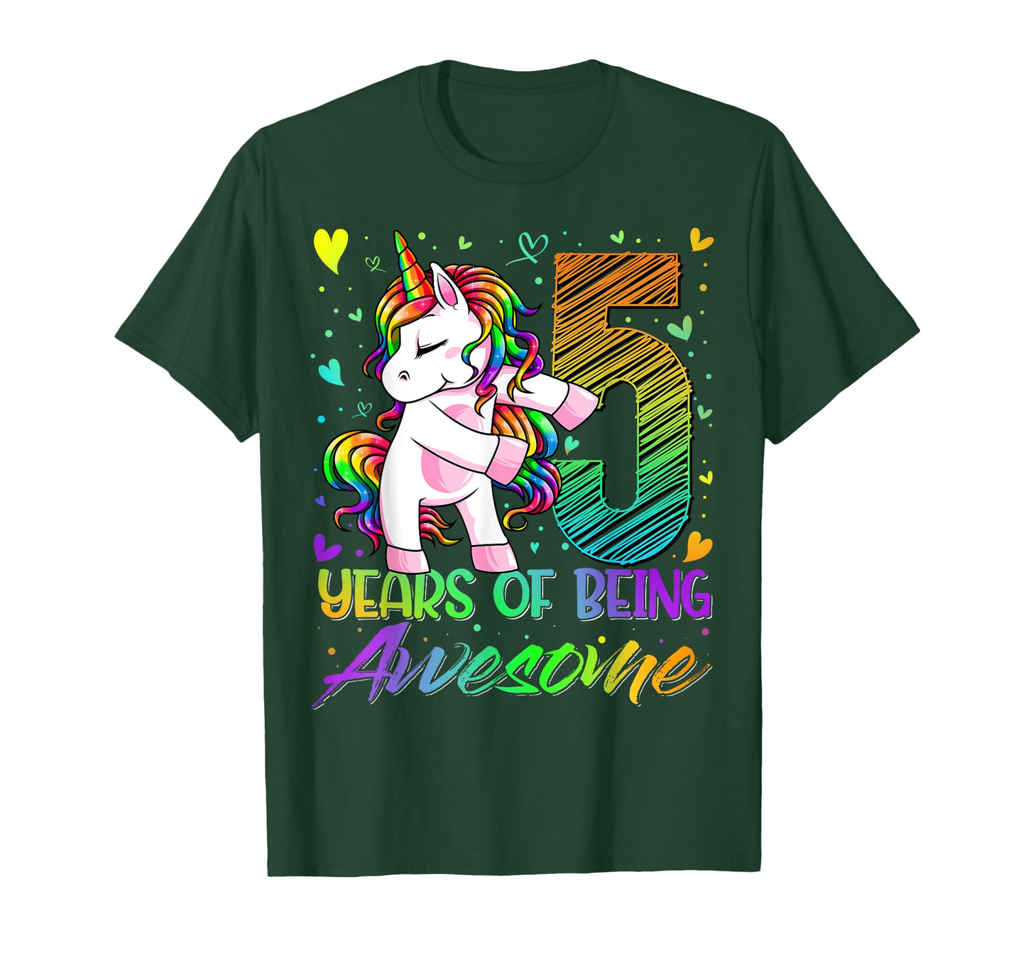 5 Year Old Gifts Unicorn Flossing 5th Birthday Girl Party T-Shirt