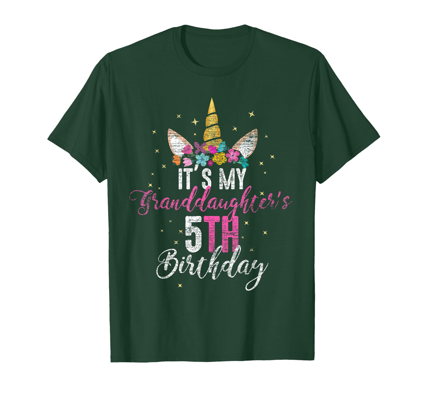 Its My Granddaughters 5th Birthay Girl Unicorn Birthday T-Shirt