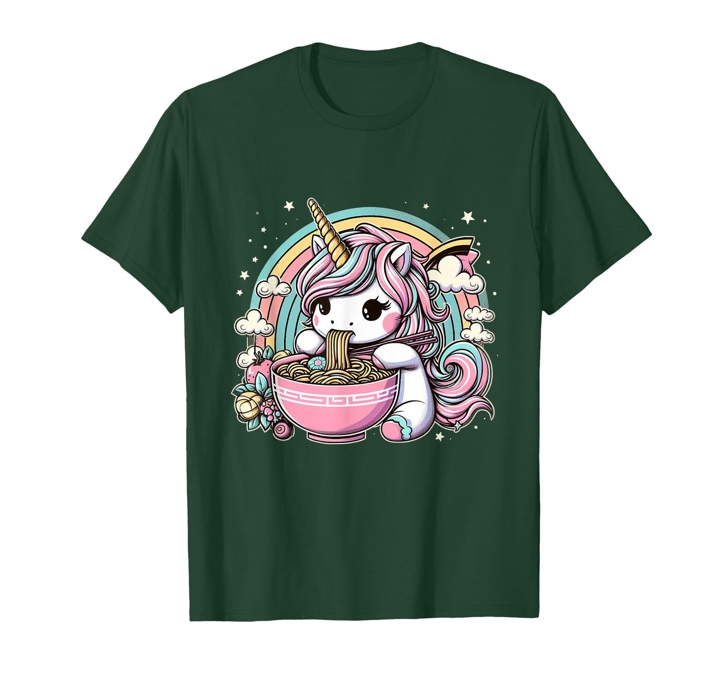Unicorn Ramen Kawaii Neko Japanese Noodles Aesthetic T-Shirt