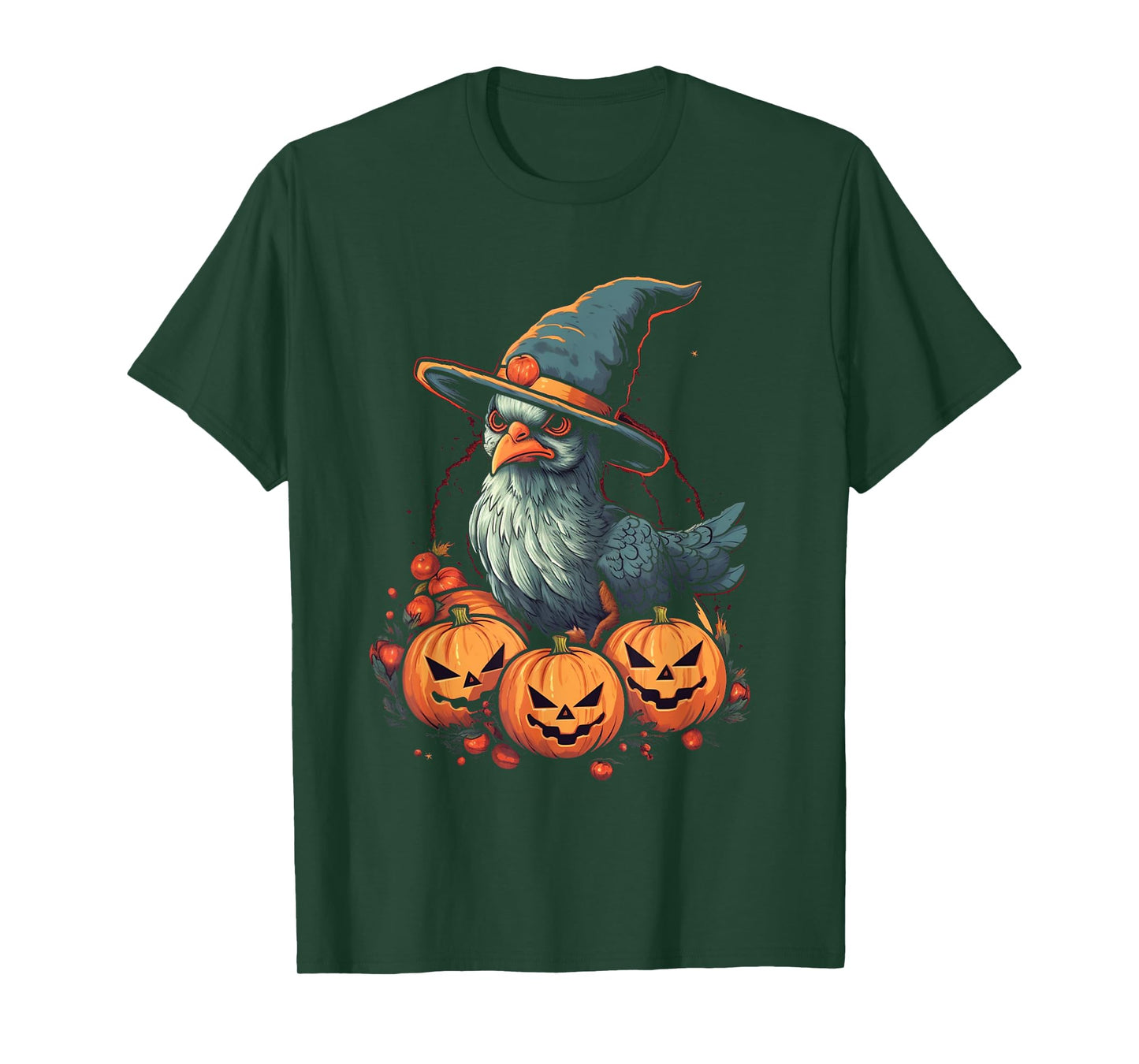 Chicken Witch Halloween Costume Farm Animal Pumpkin Farmer T-Shirt