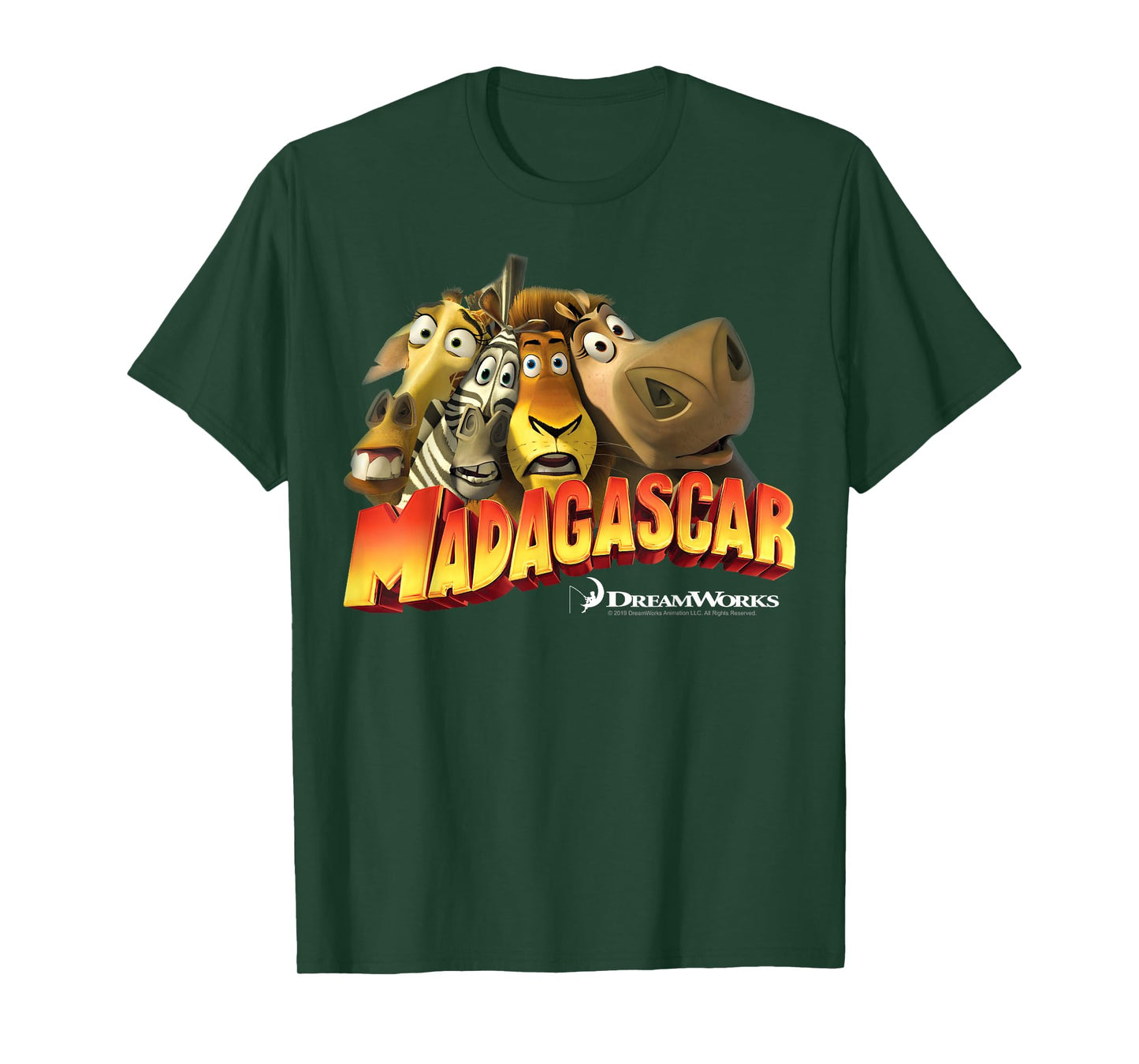 Madagascar Squished Group Shot Classic Movie Logo T-Shirt
