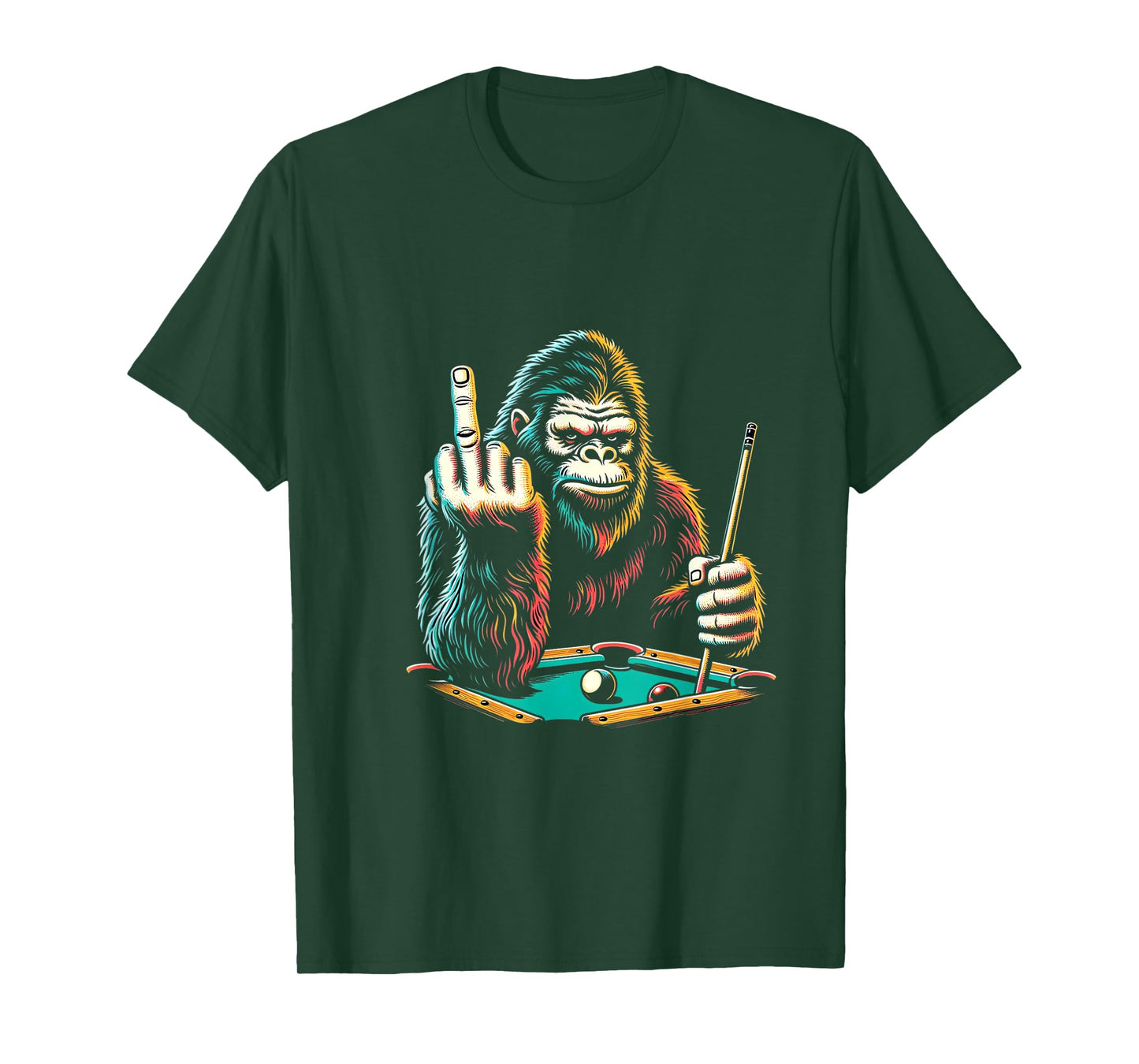 Funny Billiards Pool Player Retro Bigfoot Sasquatch T-Shirt