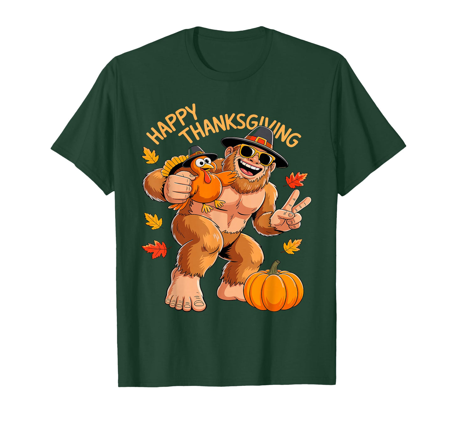 Bigfoot Turkey Thanksgiving Toddler Boys Kids Men Sasquatch T-Shirt