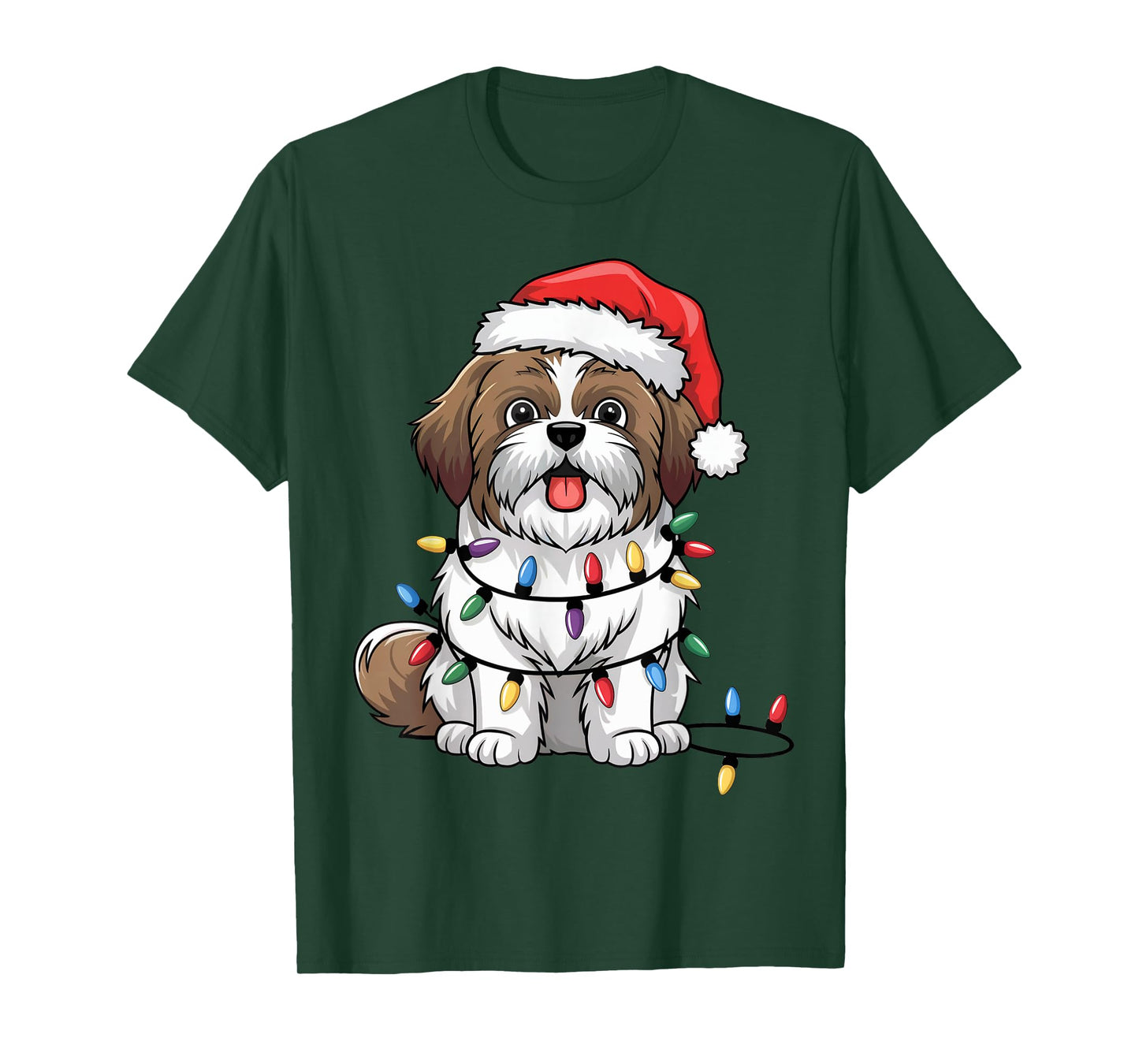 Shih Tzu Christmas Lights Xmas Dogs Gifts for Men Women T-Shirt