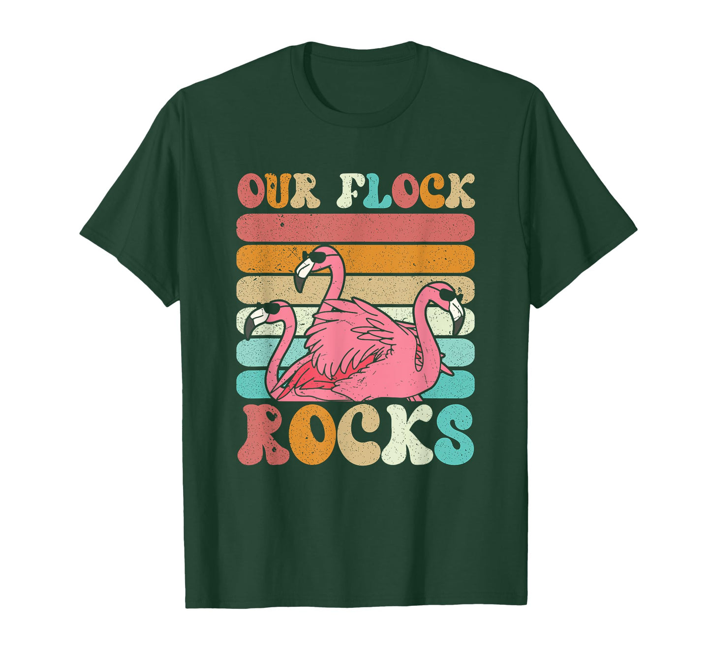 Our Flock Rocks Flamingo Matching Family Vacation T-Shirt