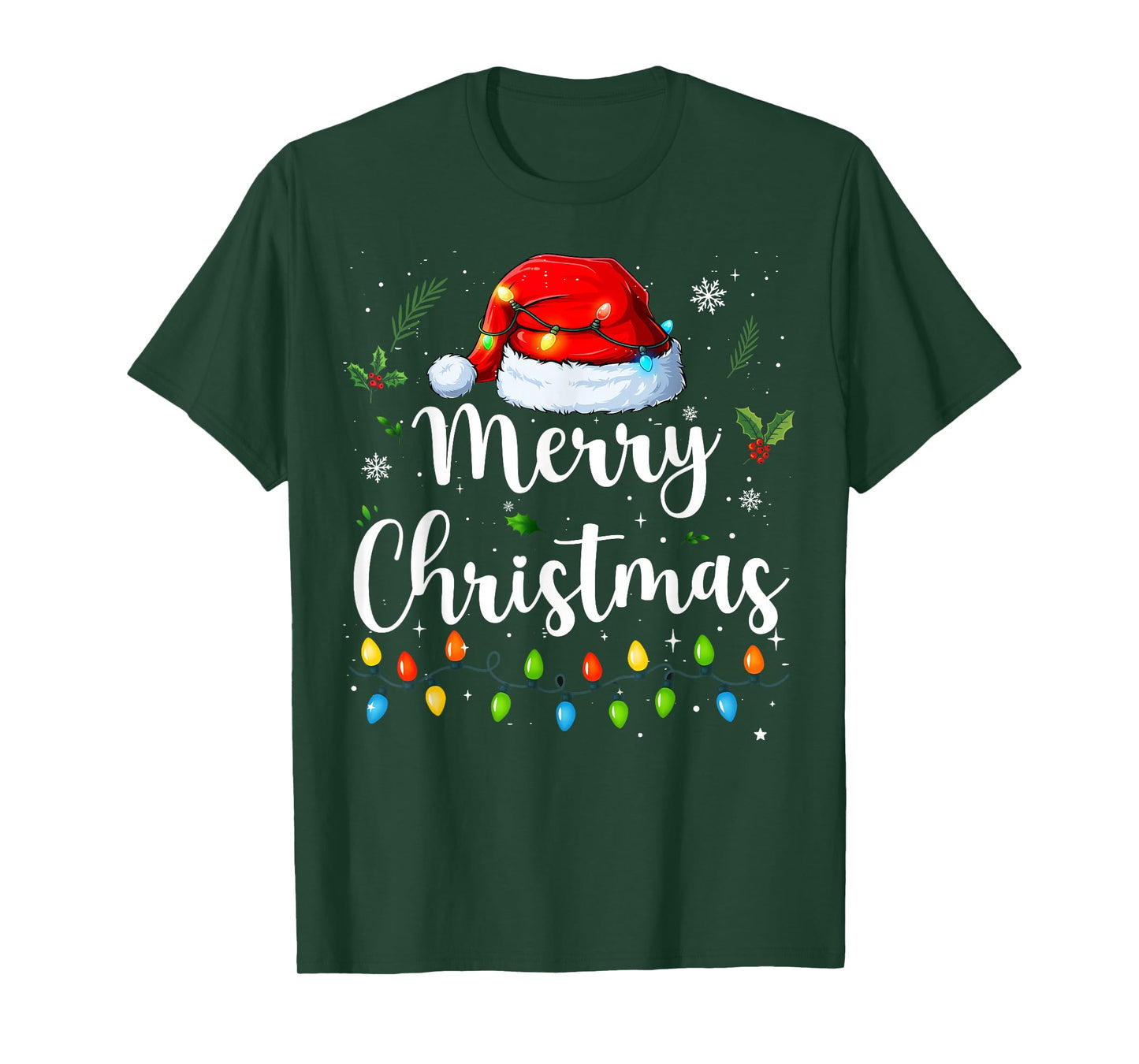 Merry Christmas Red Santa Hat Reindeer Xmas Matching Family T-Shirt